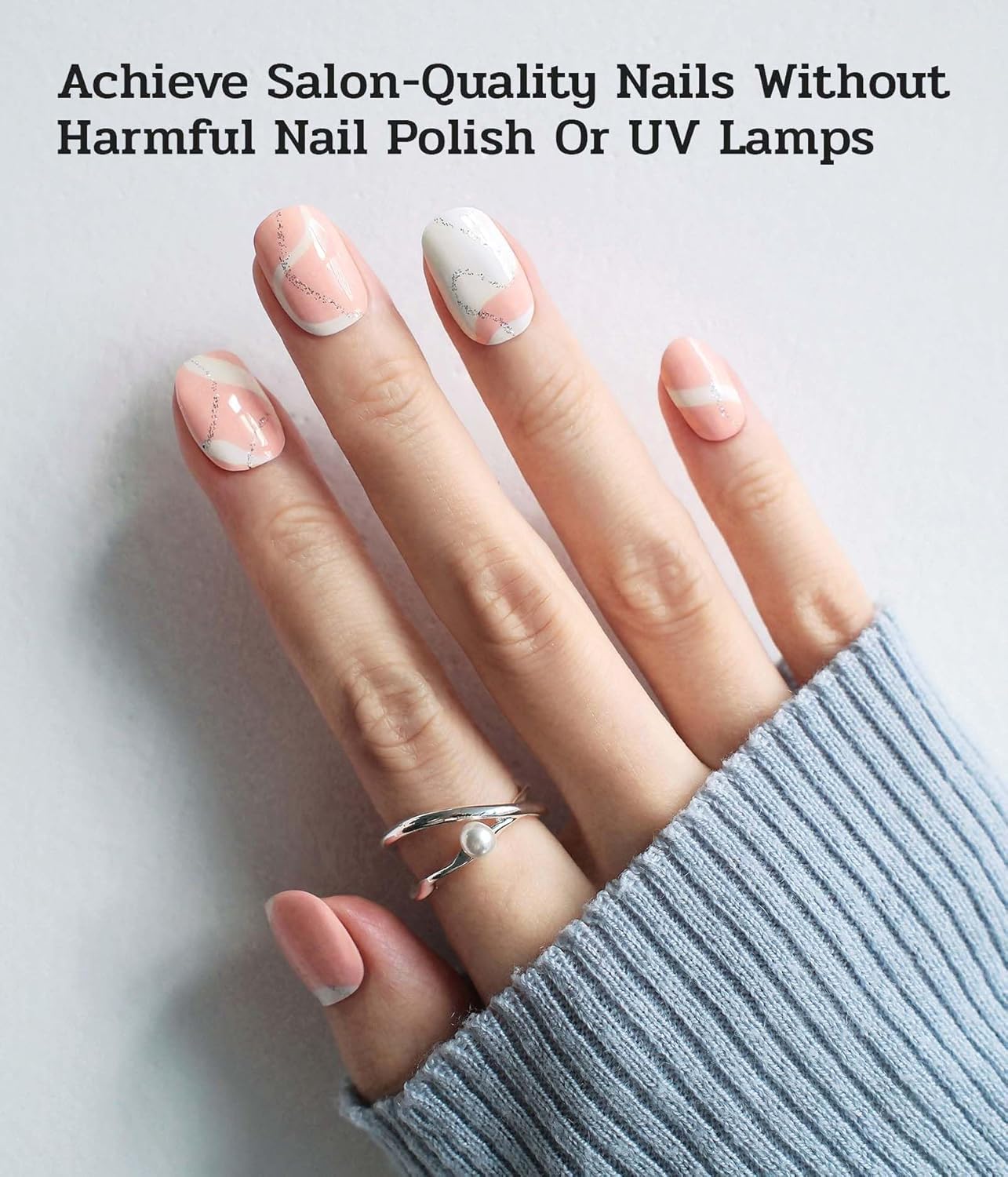 Nail Polish Strips - 22 Pcs Salon Quality Gel Nail Stickers - Long Lasting Wraps (Smoked Salmon)