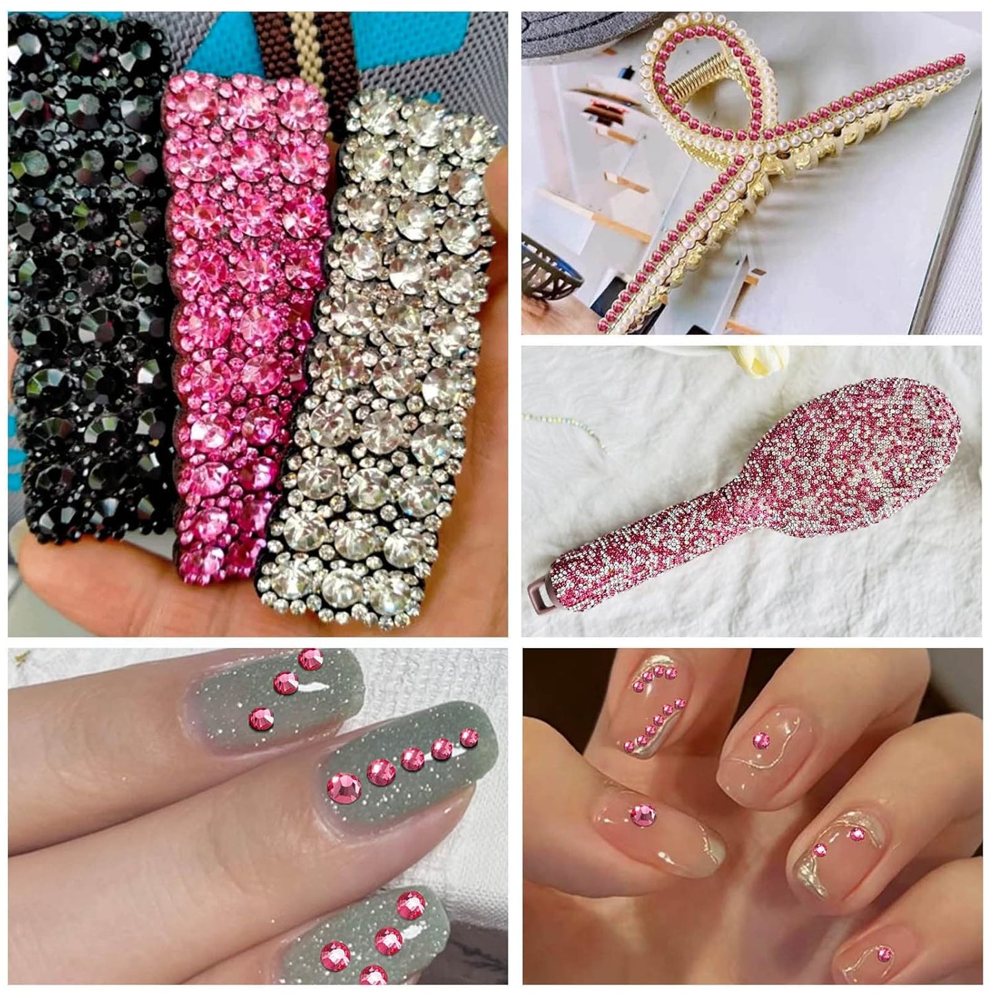 beadsland Flat Back Crystal Rhinestones Round Gems for Nail Art and Craft Glue Fix,Rose (1.9-2.0mm) SS6/1440pcs