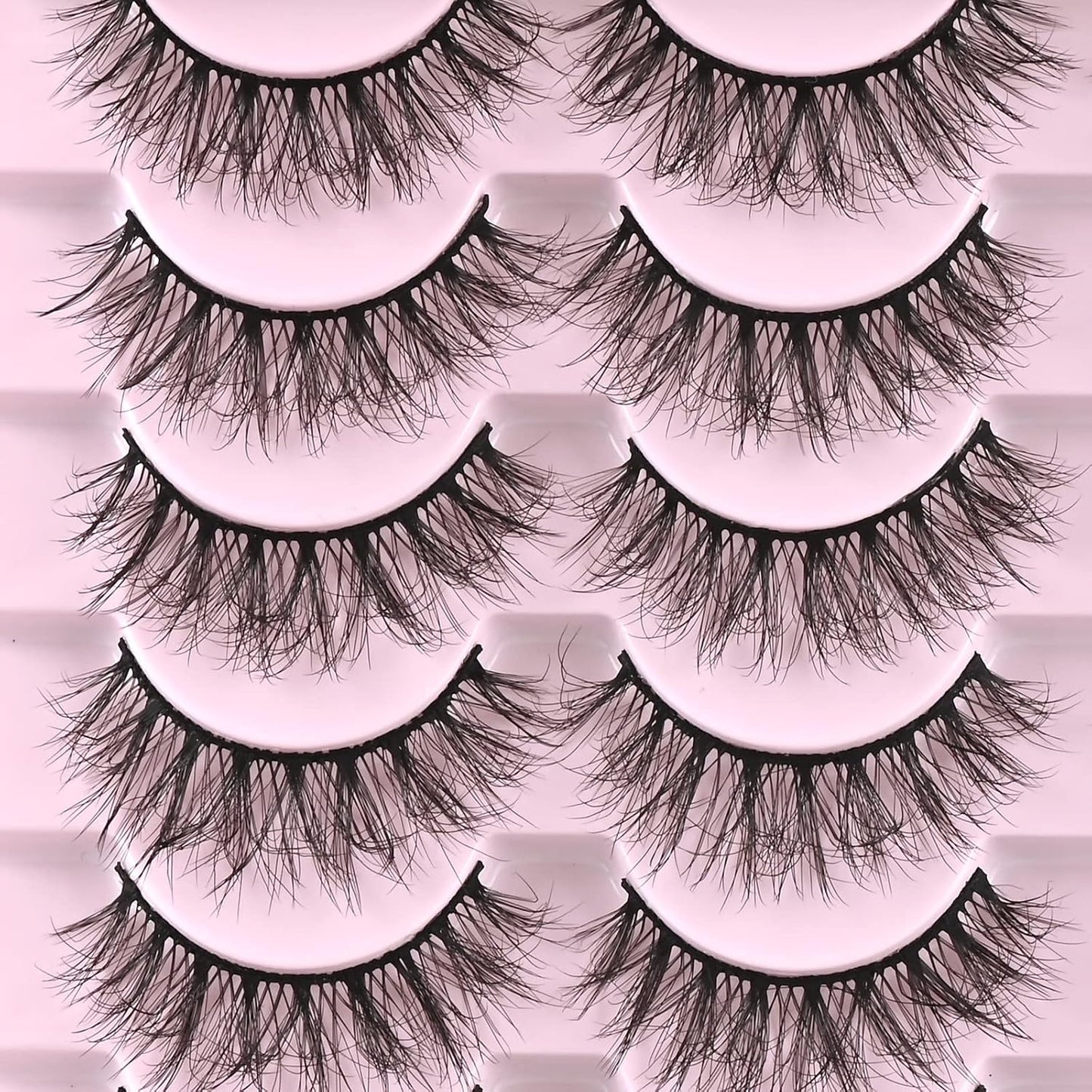 FARRED Natural Lashes Short Eyelashes Wispy False Mink Lash Pack 14 Pair Natural Look Fluffy Doll Eyelash Small Fake Strip Lashes Full Pestañas Sets for MUA and Beginners Daily Makeup (F3 | 8-16mm)