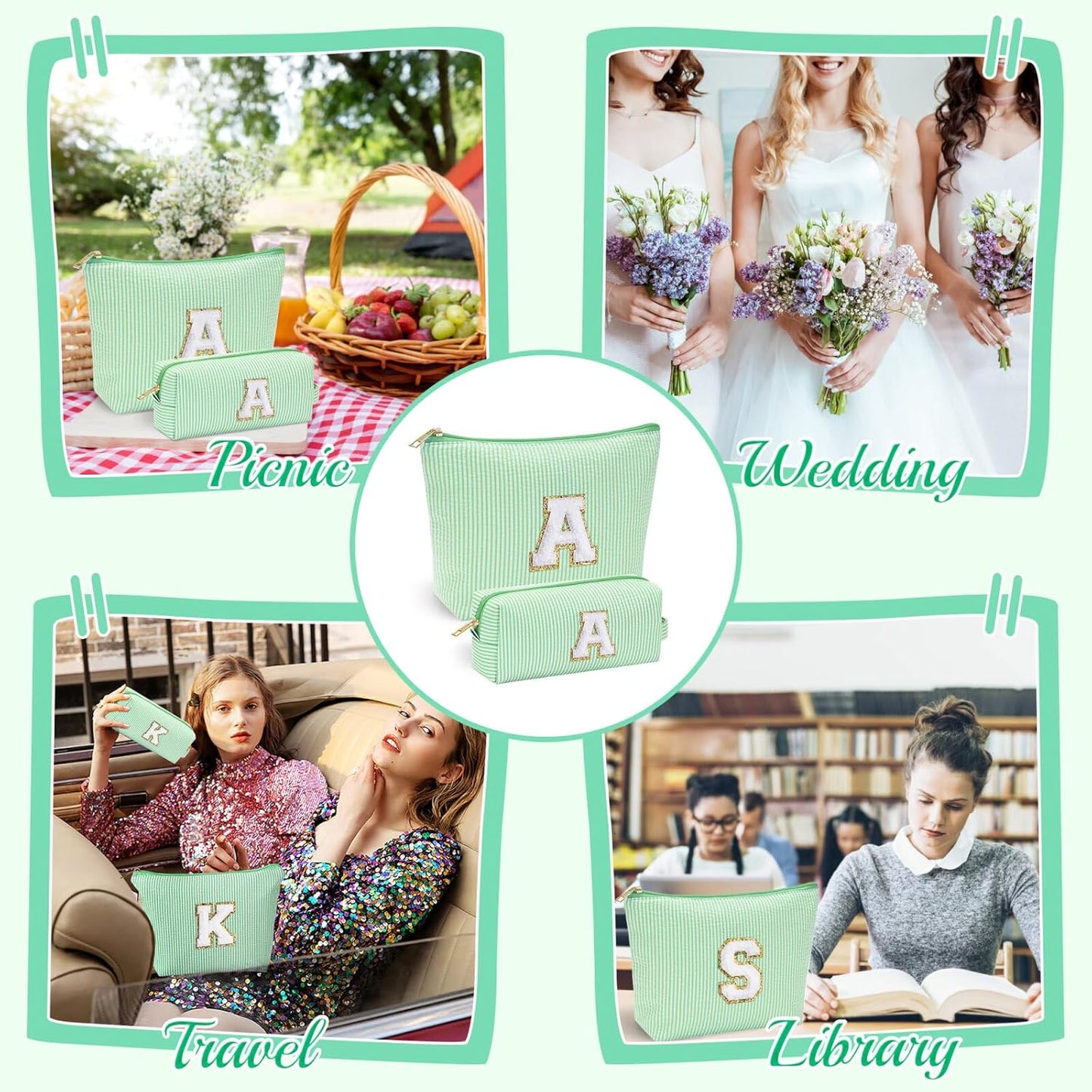 YOOLIFE Initial Makeup Bag for Women - Teen Girl Gifts Trendy Stuff Monogram Cute Makeup Bags Make Up Case for Women Her Best Friend Friendship Sister Teacher, Personalized Birthday Gifts H