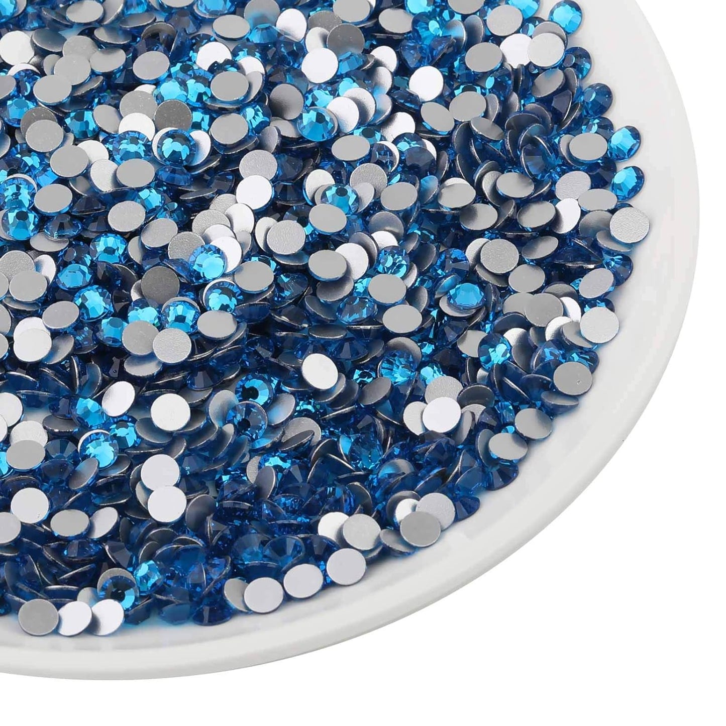 beadsland Flat Back Crystal Rhinestones Round Gems for Nail Art and Craft Glue Fix,Capri Blue (1.3-1.4mm) SS3/1440pcs