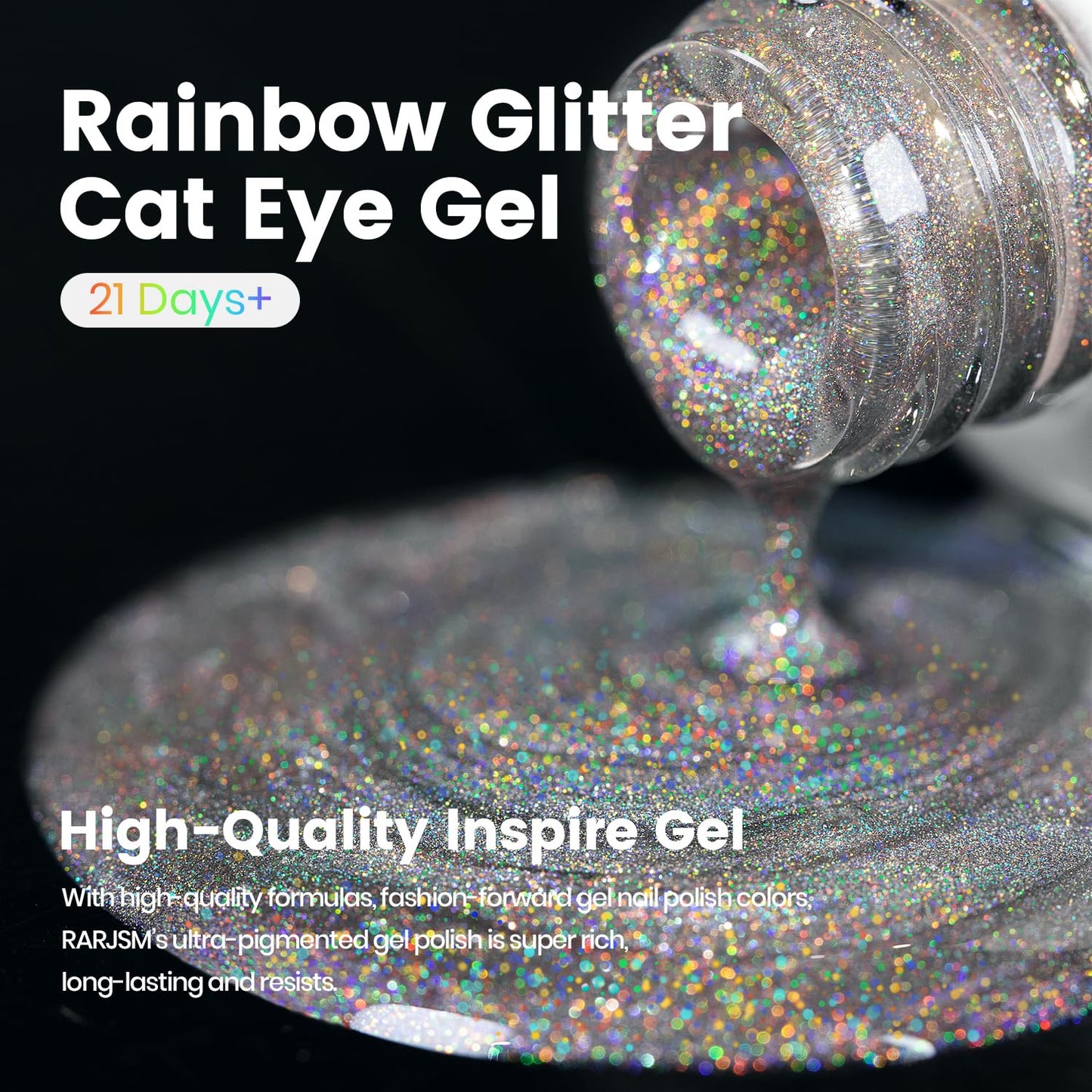 RARJSM Holographic Rainbow Aurora Cat Eye Gel Nail Polish Blue Purple Laser Iridescent Glitter Sparkle Cat Eye Gel Polish with Magnet Stick Soak off UV LED Curing Requires Home Salon Diy Nail Art