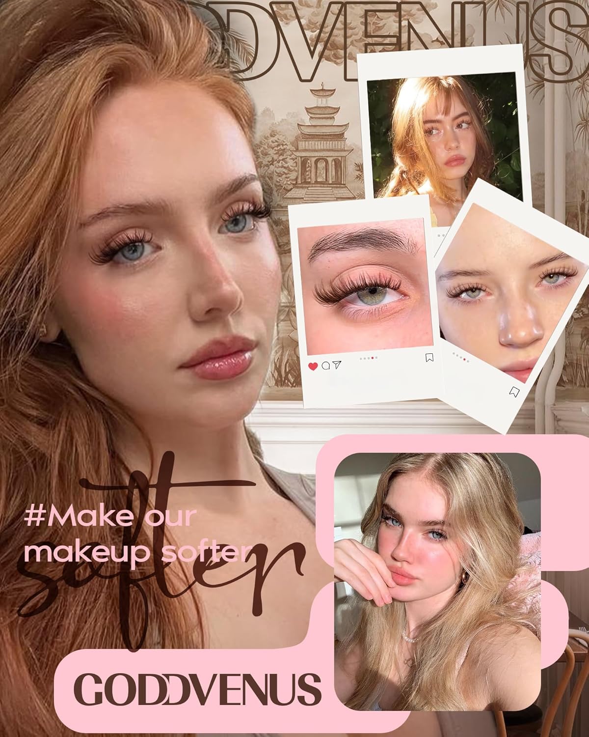 Brown Lash Clusters Natural For Soft Glam 300Pcs Wispy Lashes Cluster Eyelash Cluster Extensions C Curve Individual Lashes DIY Lash Extension Waterproof & Long - Lasting (10-16mm)