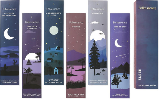 Folkulture Incense Sticks | Set of 6 (120 Non Toxic-Stick) | 45 Mins Burn Time | Rosemary, Jasmine, Lavender and Sage Inscents-Stick | Organic Sleep Incense | Insence-Sticks Variety Pack