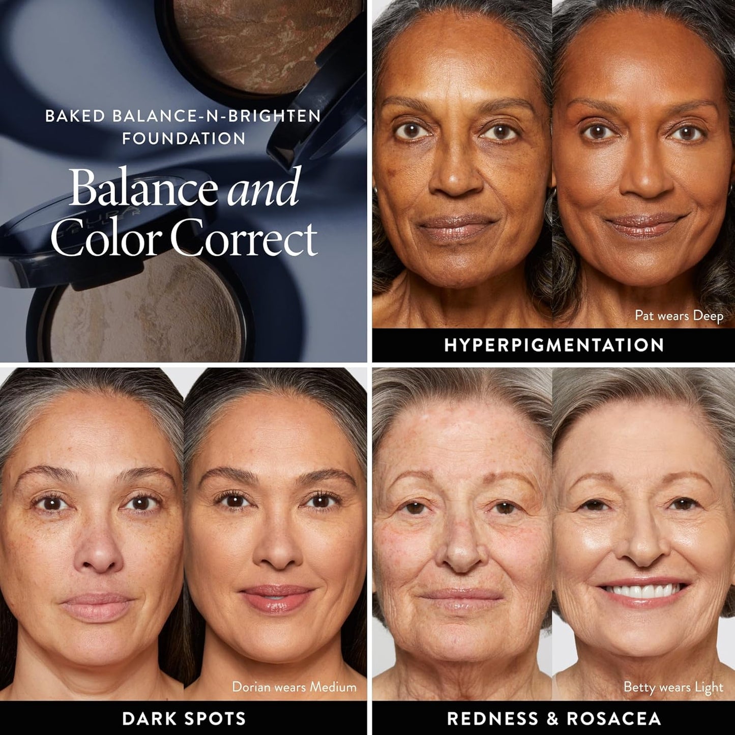 LAURA GELLER NEW YORK Award-Winning Baked Balance-n-Brighten Color Correcting Powder Foundation - Tan - Buildable Light to Medium Coverage - Demi-Matte Natural Finish
