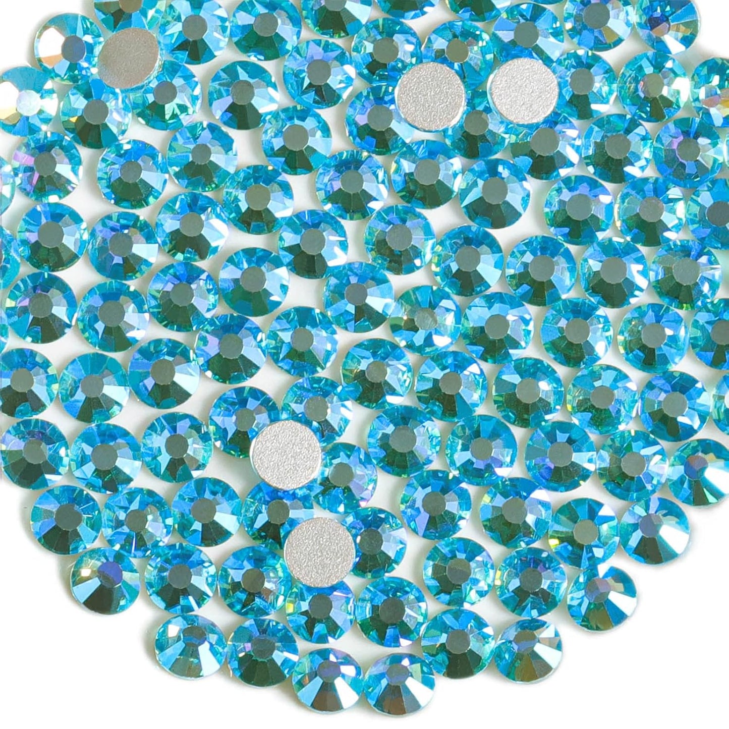Beadsland 2880pcs Flat Back Crystal Rhinestones Round Gems for Nail Art and Craft Glue Fix,Aquamarine AB,SS4,1.5-1.7mm