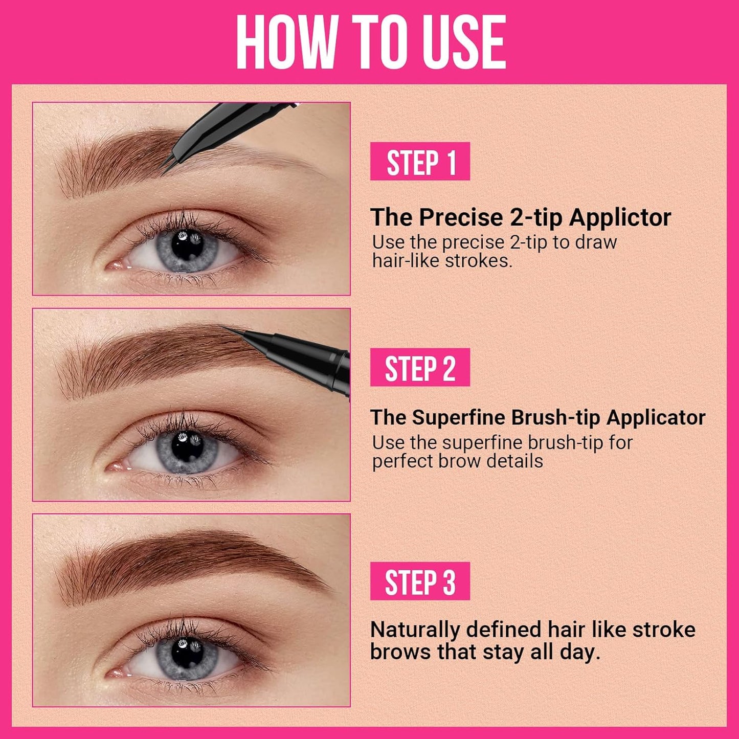 iMethod Curved Eyebrow Pen - 2-in-1 Dual-Ended Eyebrow Pencil with Curved Tip and Precise Brush-Tip, Microblading Eyebrow Pen for Natural Hair-Like Brows, Long Lasting, Reddish Brown