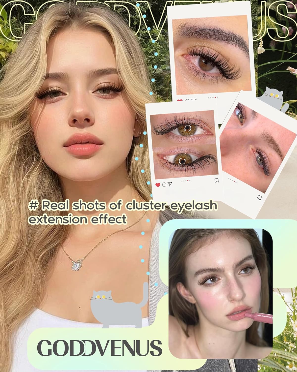 C Curl Wispy Lash Clusters Natural Cluster Eyelash Extensions Waterproof Eyelashes Clusters 10-16mm Clear Band Individual Lashes for DIY Lash Extensions by Goddvenus (120Pcs Soft & weightless)