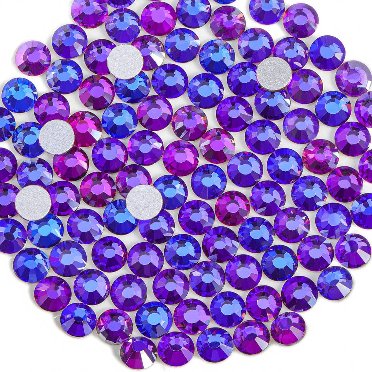 Beadsland 288pcs Flat Back Crystal Rhinestones Round Gems for Nail Art and Craft Glue Fix, Purple Velvet,SS30,6.3-6.5mm