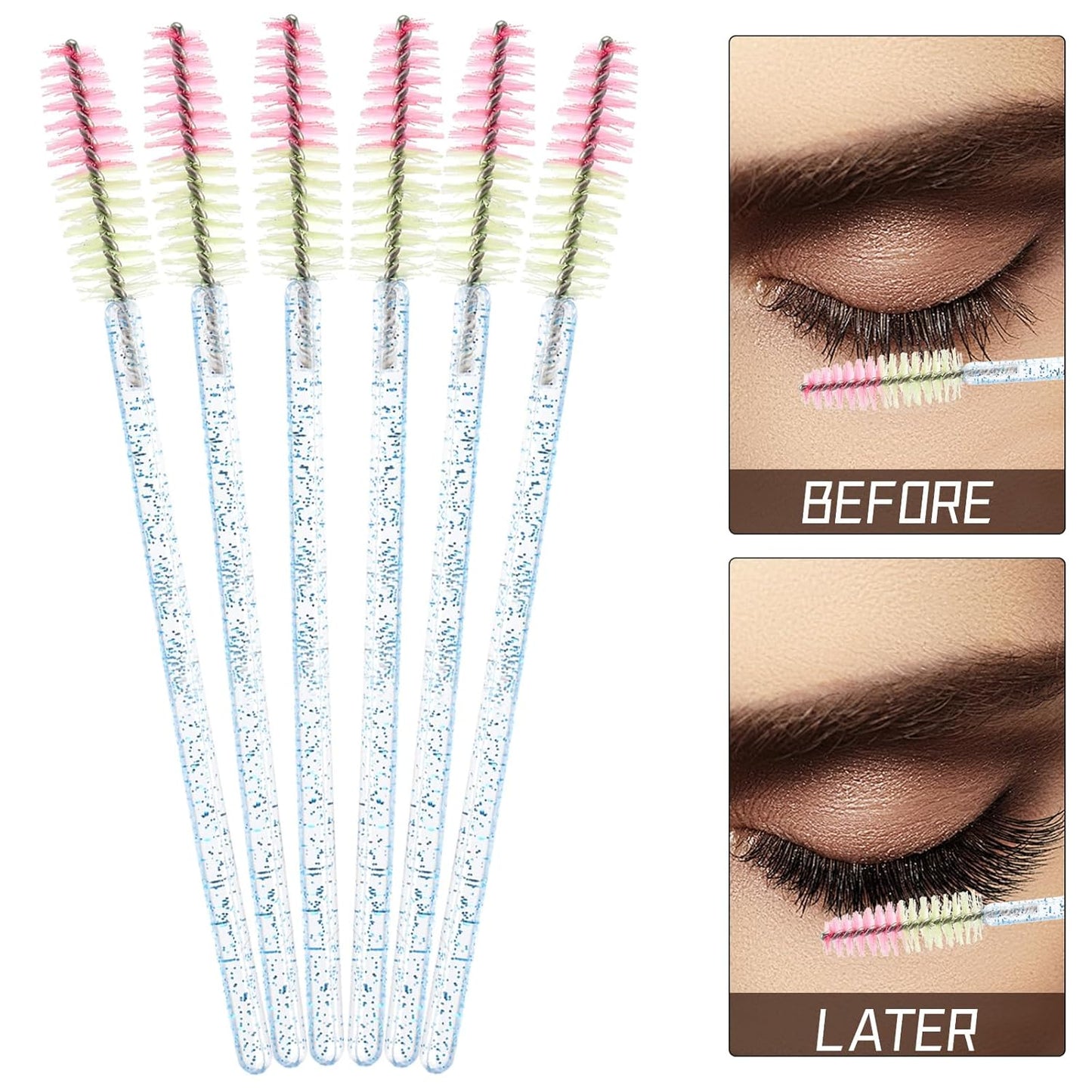 300PCS Disposable Mascara Wands Spoolie Brush Crystal Eyebrow Brushes Eyelash Extension Applicator Makeup Kits