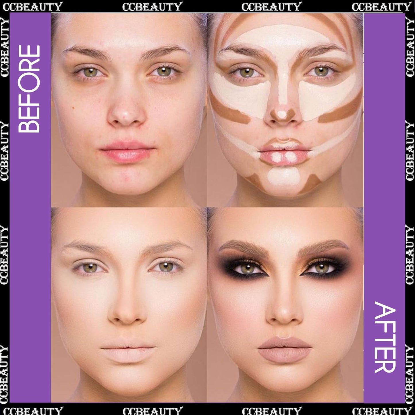 CCbeauty 2-IN-1 Contour Stick Makeup,Cream Shimmer Highlighter Bronzer Stick, Highlighting Contouring Kit, Highlight Concealer Sticks for Face Shaping Make up, Long Lasting & Waterproof