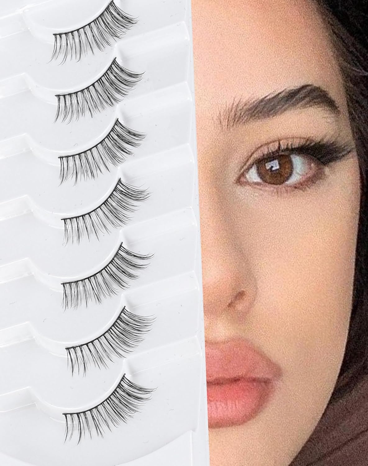 3/4 Lashes Half Natural Wispy Eyelashes Flared Corner Eyelashes False CatEye Lash Half Small Eyelash 7 Pairs D47