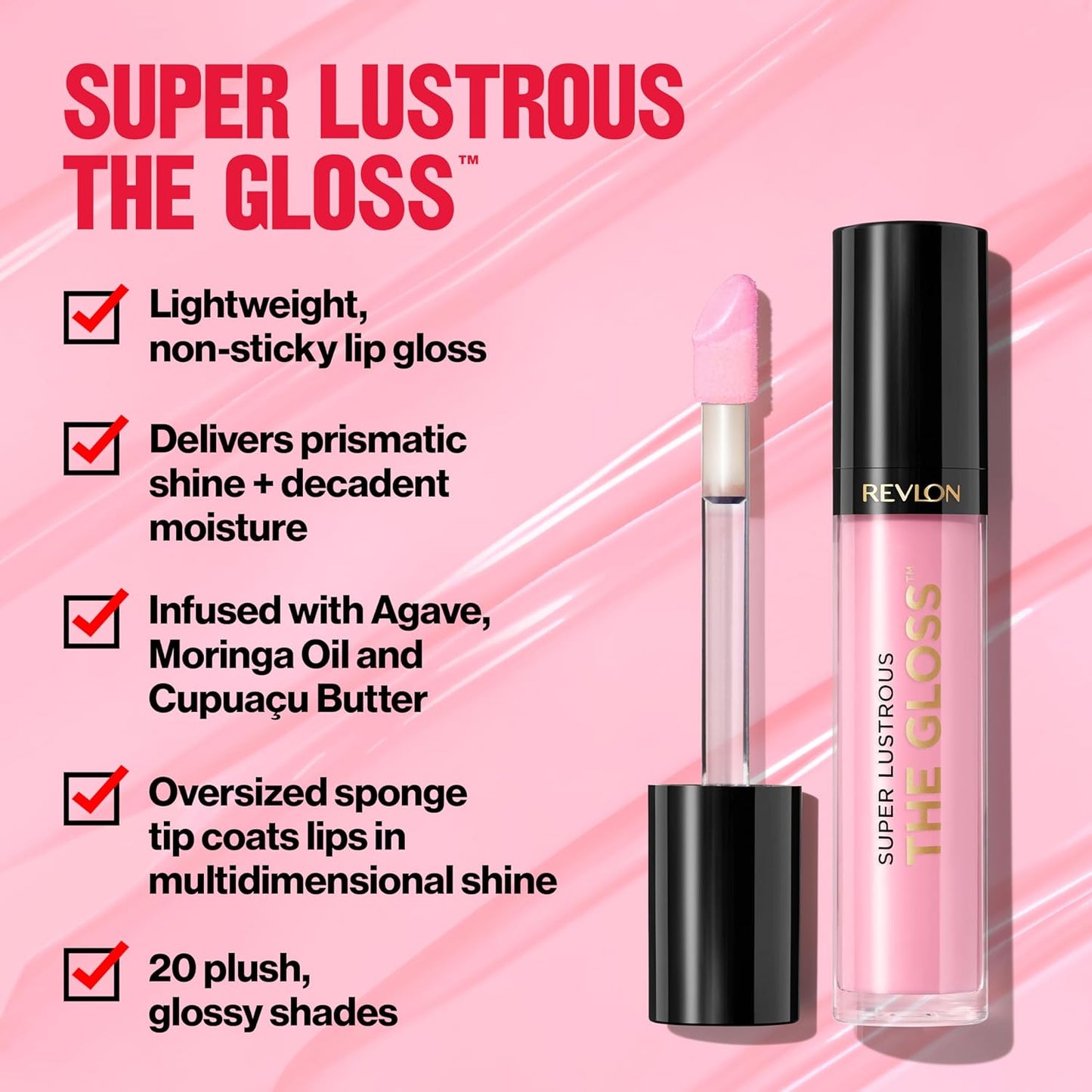 Revlon Super Lustrous Lip Gloss, Non-Sticky, Hydrating, High Shine Finish, 310 Choco Crush, 0.13 oz