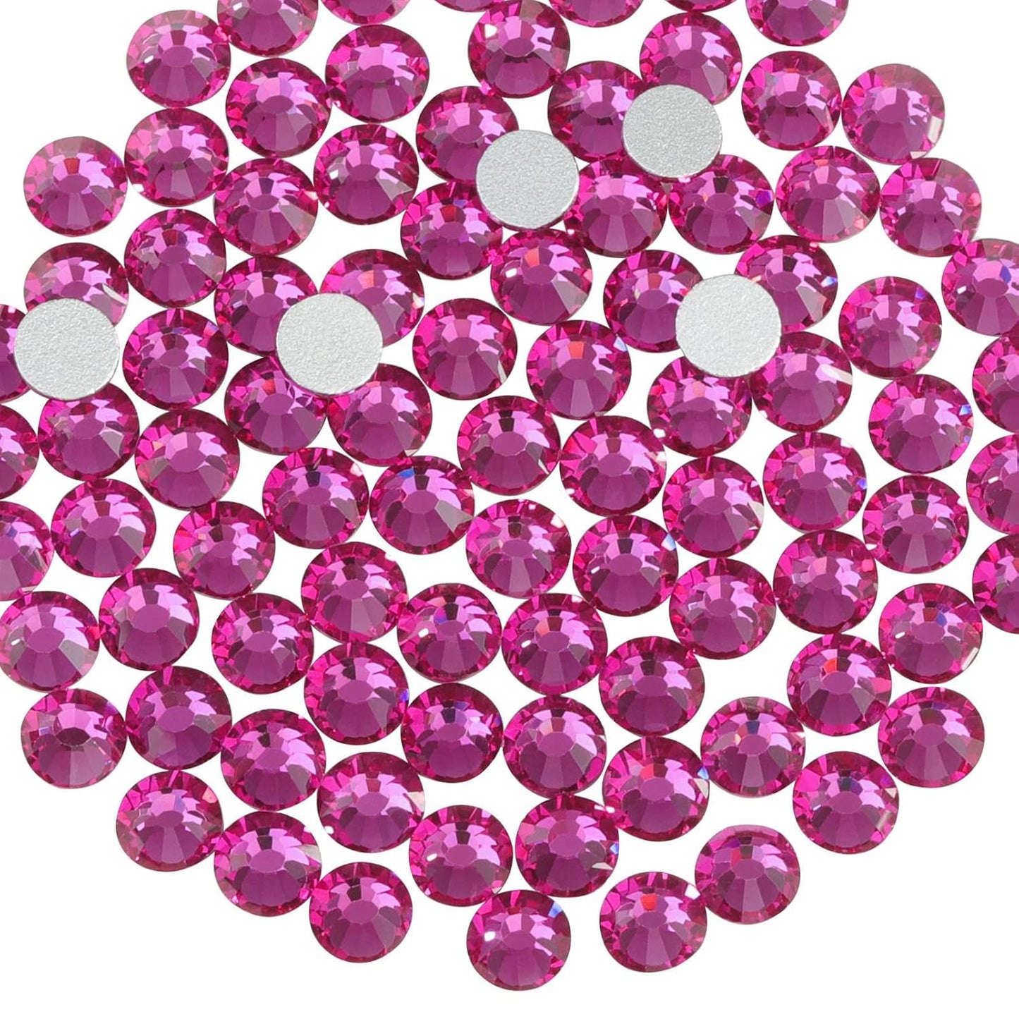 Beadsland 1440pcs Flat Back Crystal Rhinestones Round Gems for Nail Art and Craft Glue Fix, Fuchsia,SS20,4.6-4.8mm