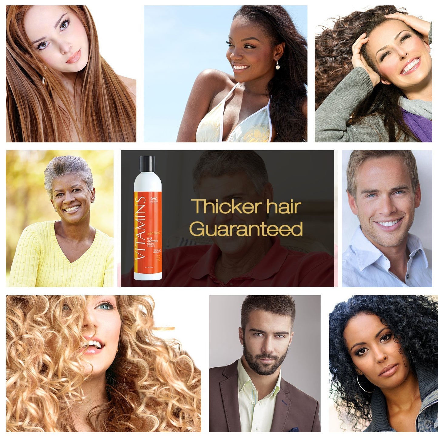 Nourish Beaute Vitamins Natural Shampoo for Hair Growth and Hair Loss for Hair Regrowth,Volume and Thickening with Biotin,DHT Blockers, No Sulfate, For Men and Women, Premium Gold Label, 3 Pk