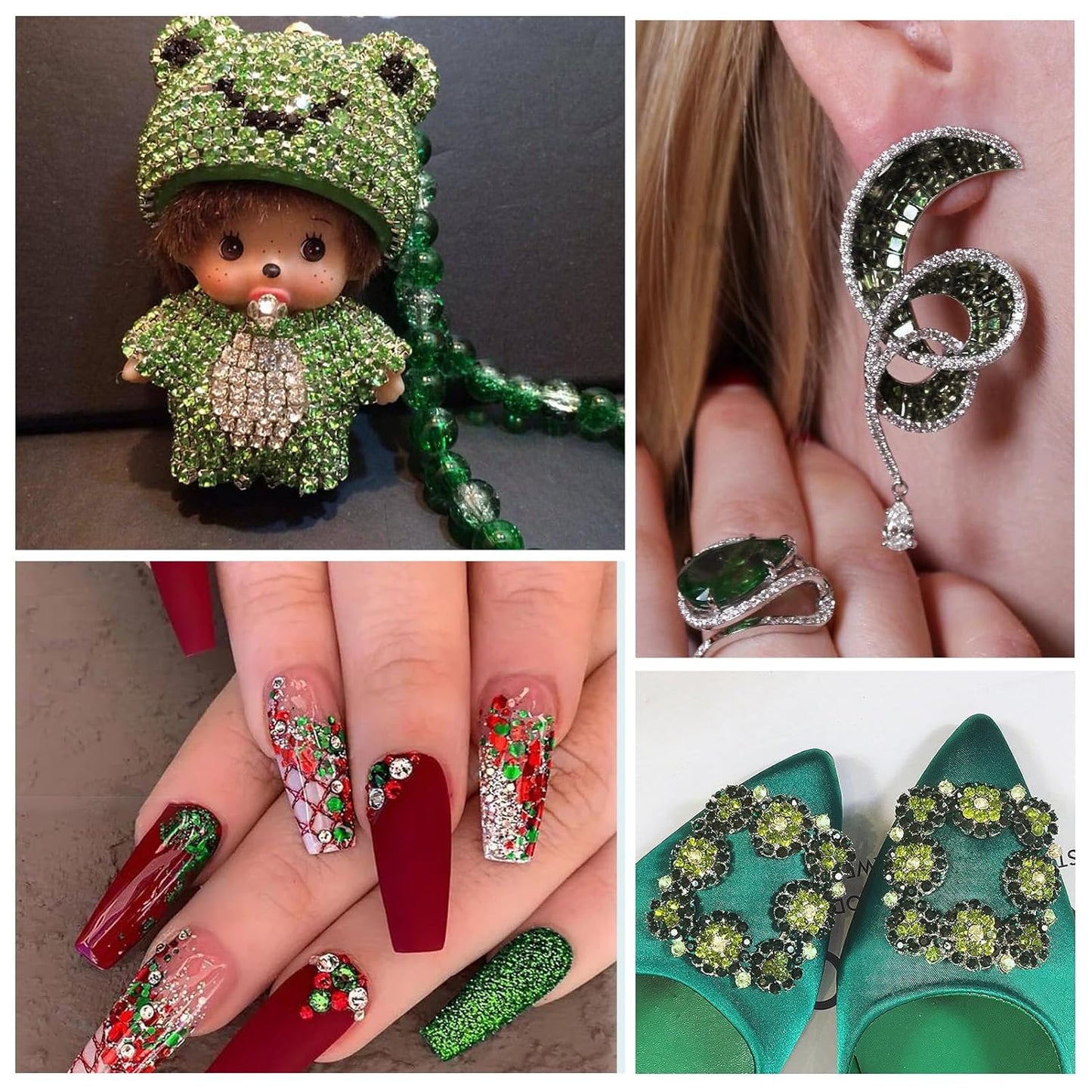 1440Pcs Light Green Crystal Rhinestones,Glass Flatback Rhinestones Gemstones Small for Nail Face Makeup Art Crafts Clothes Decoration - (SS8,2.4mm,Light Green)