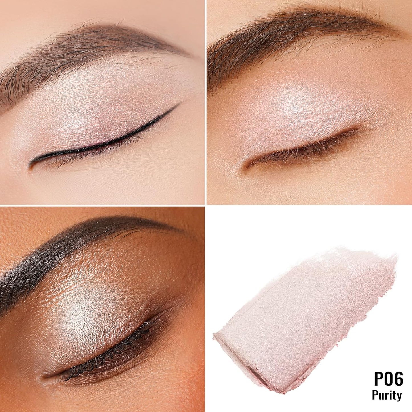 Oulac Cream Eyeshadow also for Highlighter Large Capacity Highly Pigmented Eye Shadow Waterproof &Long Lasting with Moisturizing Formula, Shimmer Glitter Eye Makeup. 6g.P06+P03