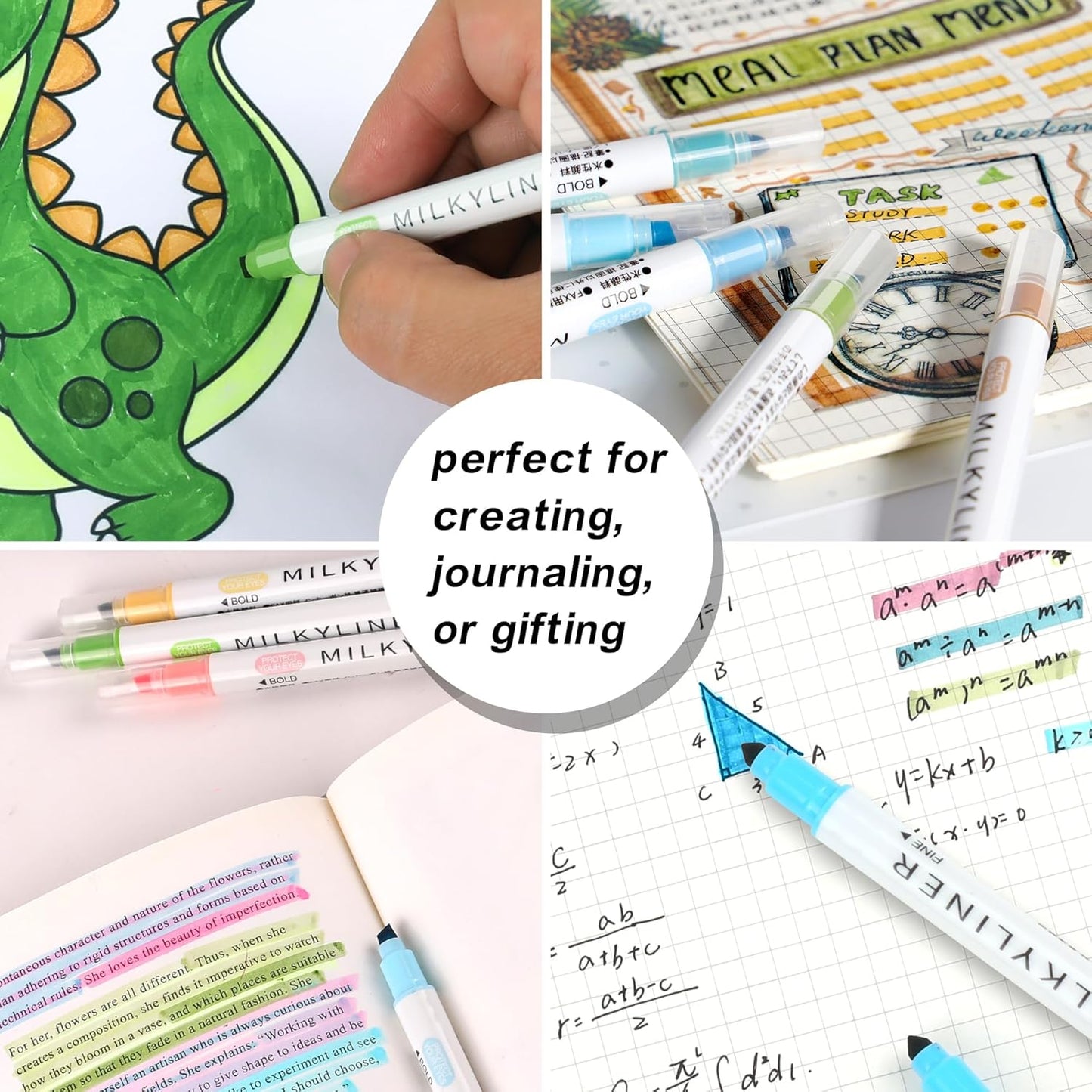 Highlighters Assorted Colors,24 Unique Retro Colors, Pastel Highlighters, Quick Dry Dual tip and Fine Tip No Bleed Highlighter Markers for Bible Journals Planners Books Notes