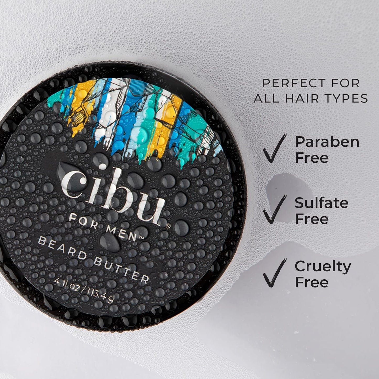 CIBU for Men Beard Butter 4oz - Hydrating Beard Moisturizer for Men to Tame Flyaways and Coarse Hair - Beard Softener with Aloe, Shea Butter, Sandalwood, Sunflower, and Jojoba Oil