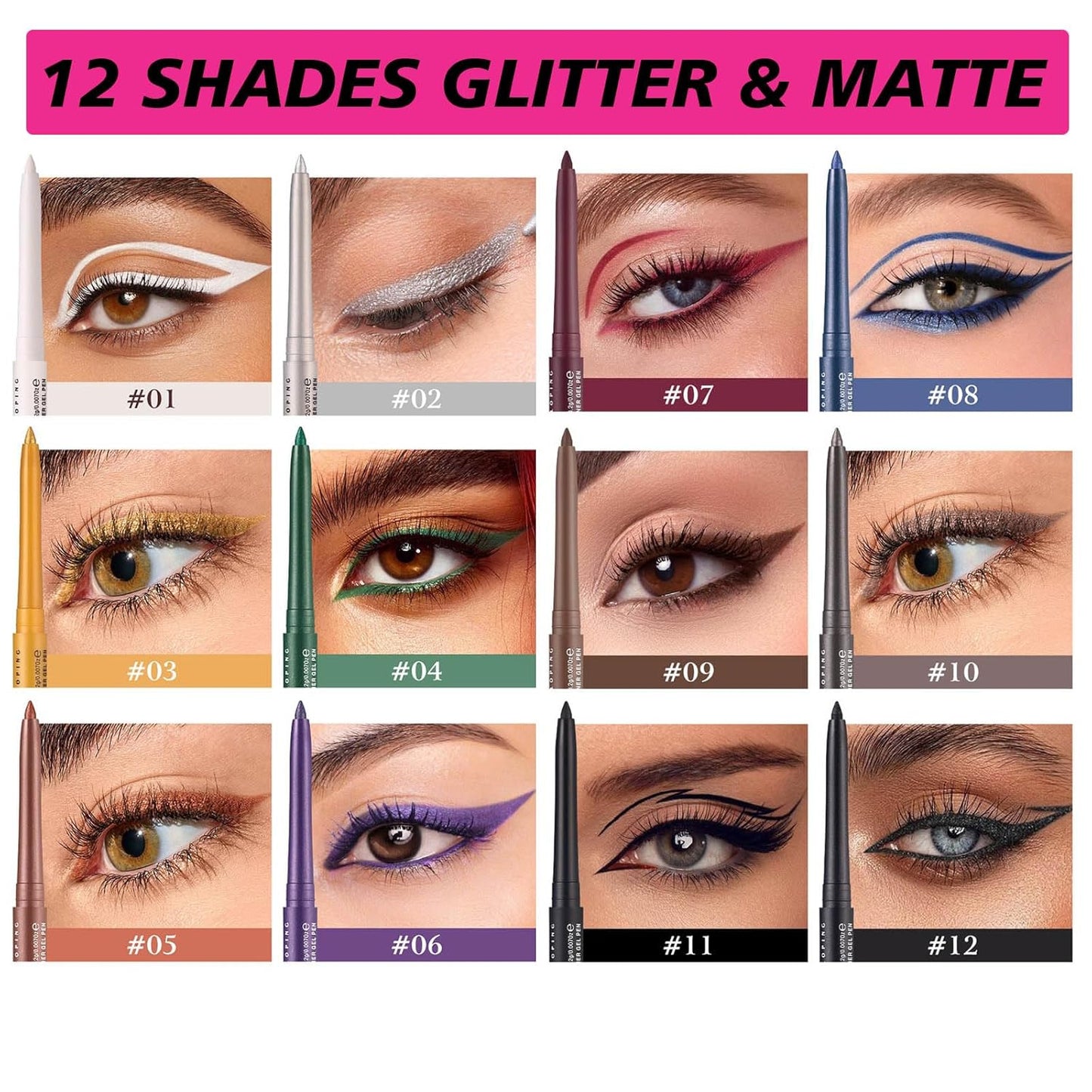 White Pencil Eyeliner Waterproof Retractable Cream White Gel Eyeliner Smudge-proof Hypoallergenic (01#)