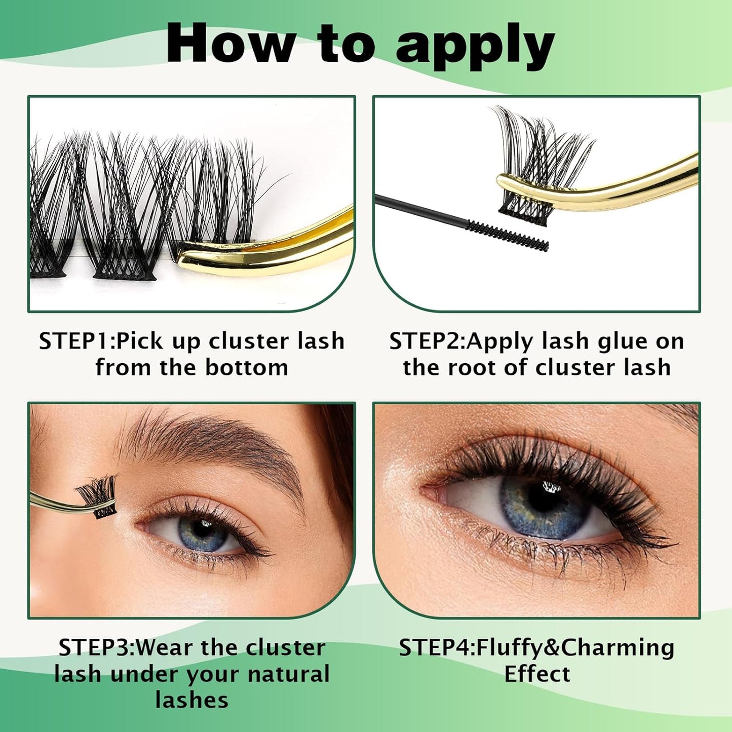 Lash Clusters 96pcs Eyelash Clusters Y01 C Curl 12mm Cluster Lashes KEYYOU Volume Wispy Lash Extension Soft&Comfortable Easy DIY at Home(Y01,C-12mm)