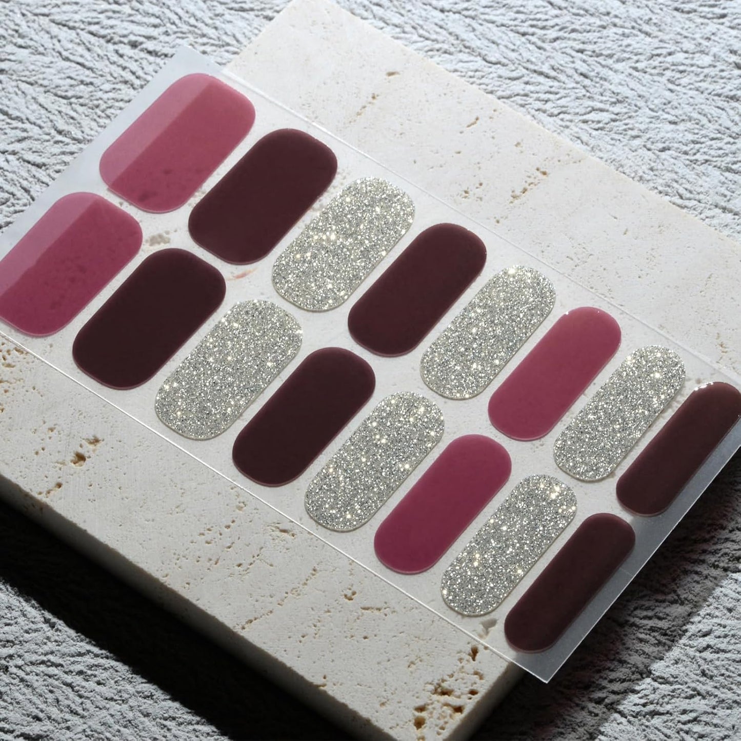 Nail Polish Strips, 32PCS Salon Quality Wraps, Long Lasting Gel Nail Stickers for Women Easy Apply& Remove (Berry Preserved)