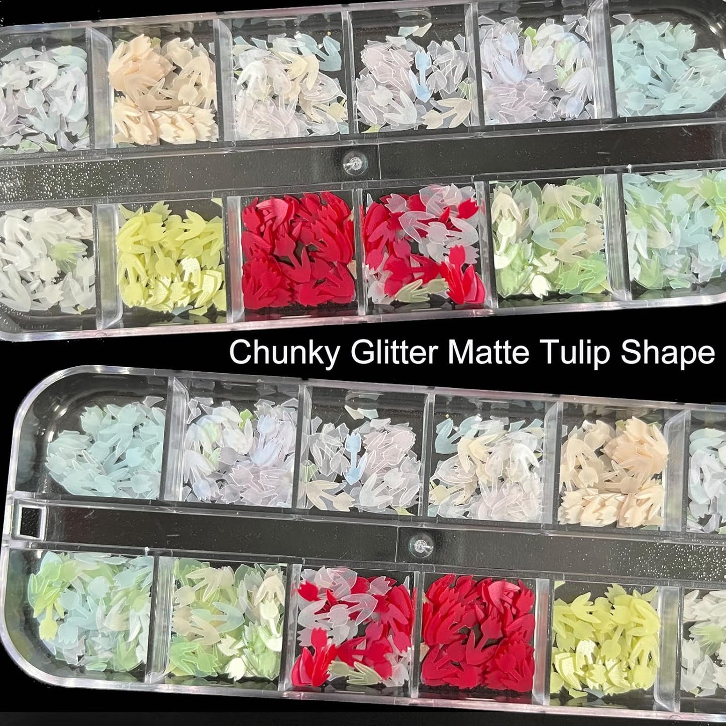 AddFavor 4 Boxes Nail Glitter Luminous Mermaid Chunky Glitter Flakes Fluorescent Mixed Shaped Flower Heart Star Nail Sequins Decals for Nail Art/False Eyelash Decor