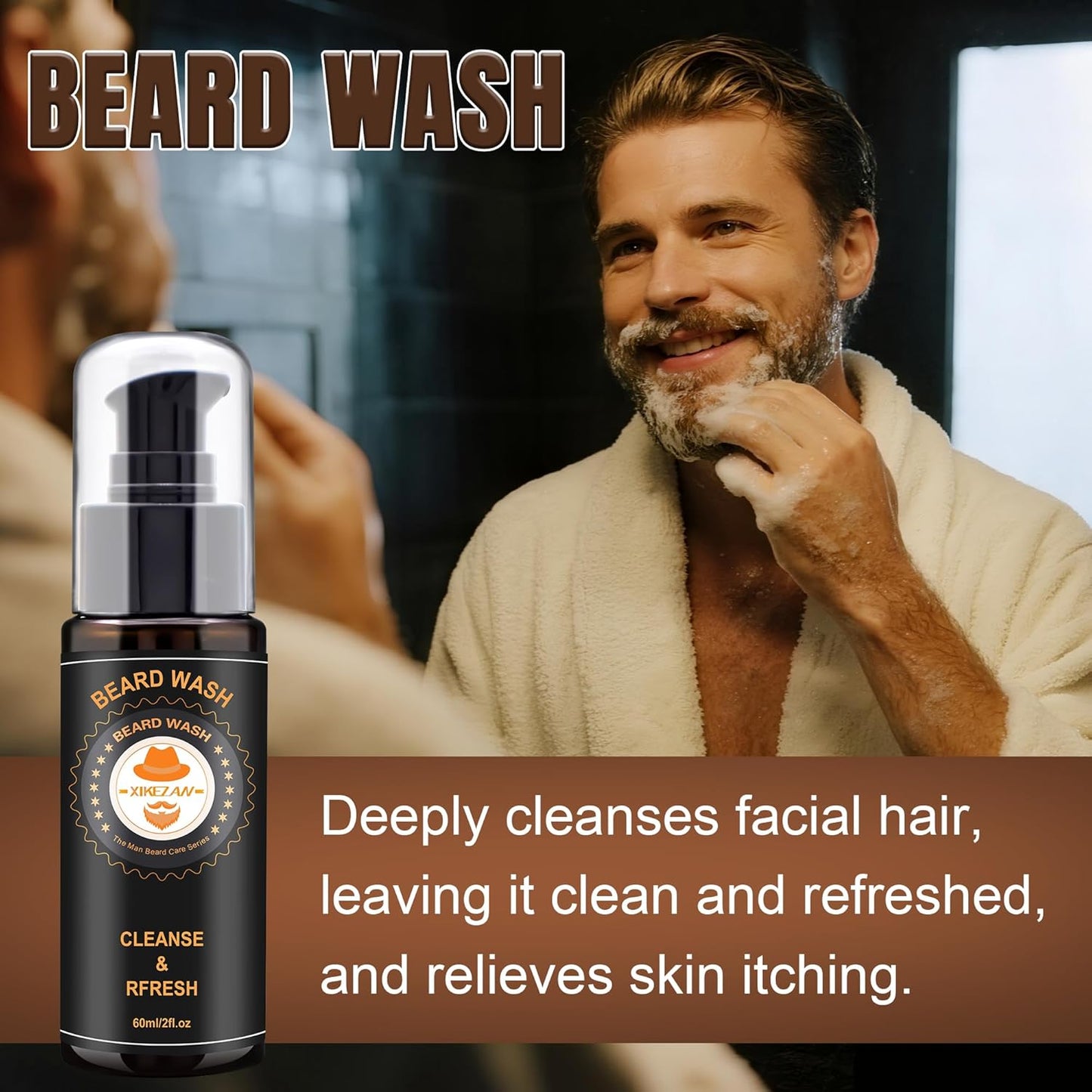 XIKEZAN Beard Kit for Men Care & Grooming with 2 Pack Beard Oils, Wash, Conditioner, Balm, Brush, Comb & Scissors, Birthday Gifts for Men Him,Valentines Christmas Gifts Mens Stocking Stuffers