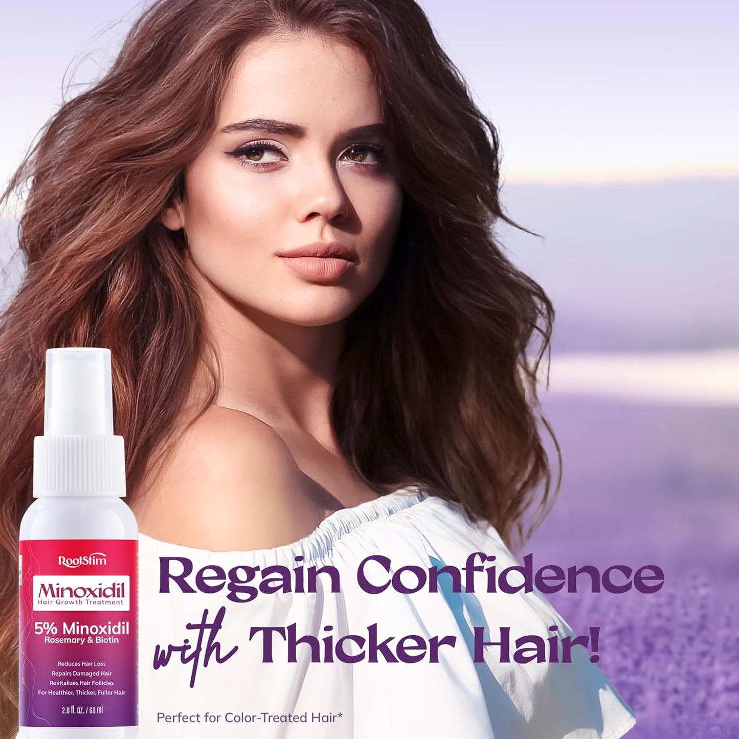 Women's 5% Minoxidil Spray for Hair Growth: RootStim Extra Strength Minoxidil with Rosemary & Biotin for Thinning Hair Regrowth and Fuller Hair 60 ML