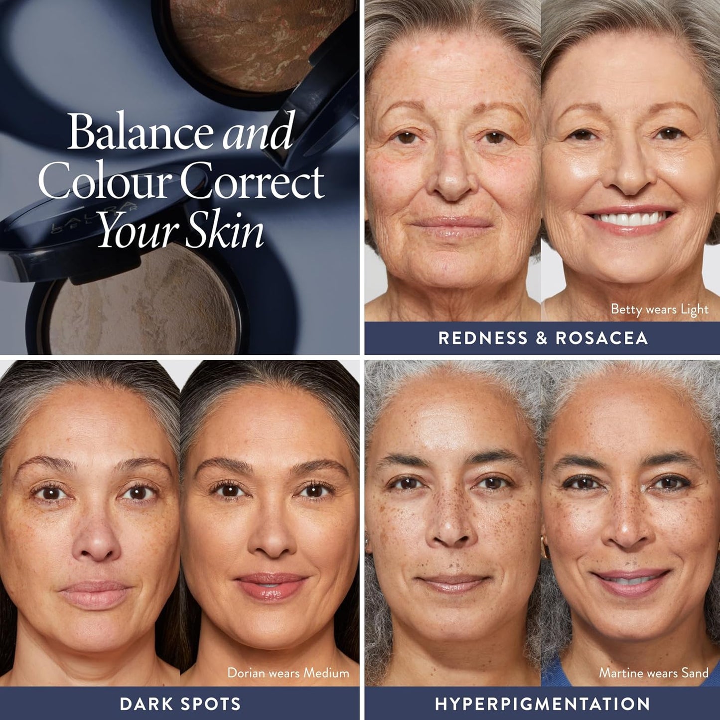 LAURA GELLER NEW YORK Award-Winning Baked Balance-n-Brighten Color Correcting Powder Foundation - Porcelain - Buildable Light to Medium Coverage - Demi-Matte Natural Finish