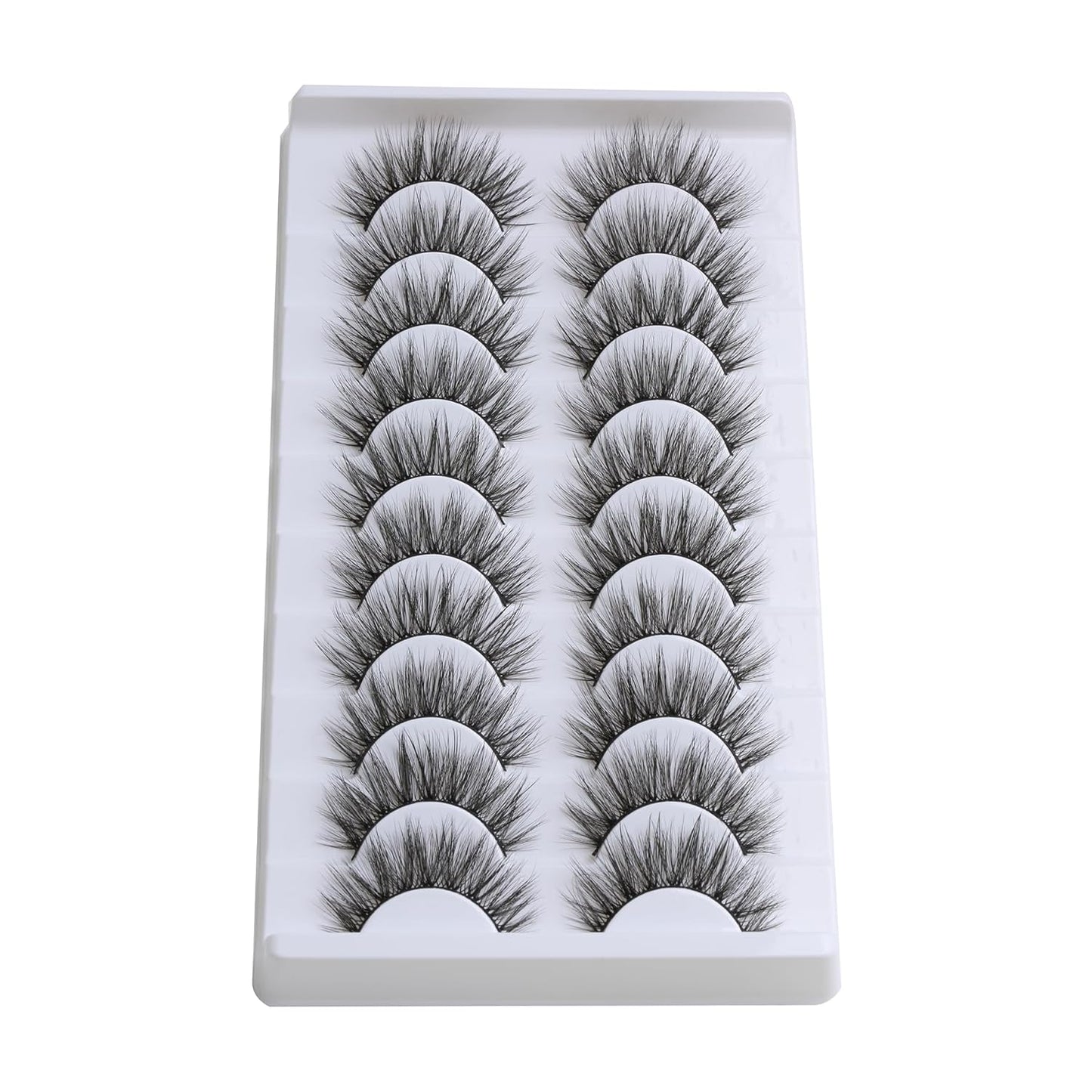 SUNWELL False Eyelashes 16mm Mink Lashes Faux Mink Lashes 8D Fluffy Strip Eye Lashes Wispy Soft Luxury Volume Fake Eyelashes 10 Pairs Pack