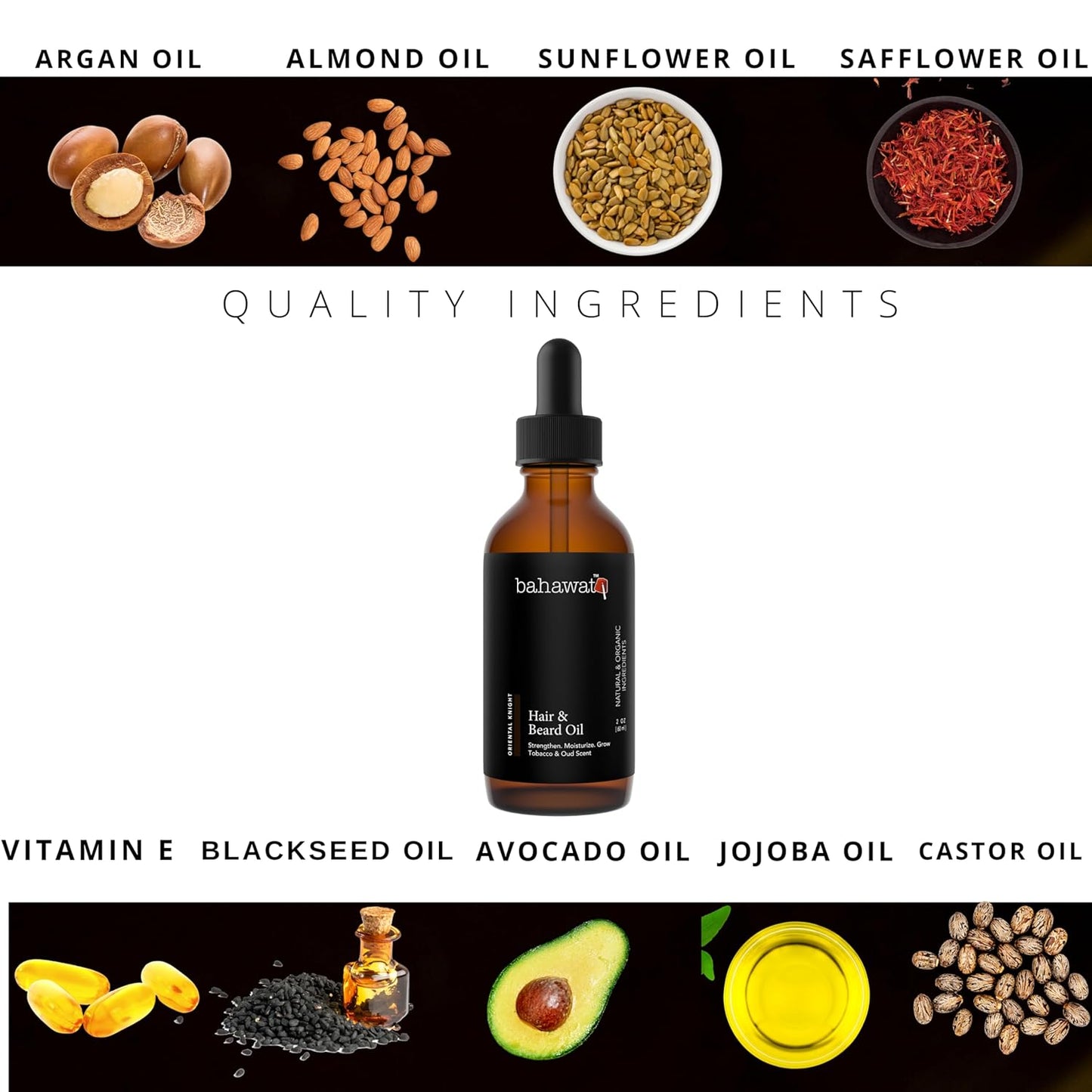 Premium Beard Oil Conditioner & Softener - Oriental Knight- 2 ounce - Beard Itch and Dry Skin Relief - Handcrafted from Natural Ingredients - Made in the USA