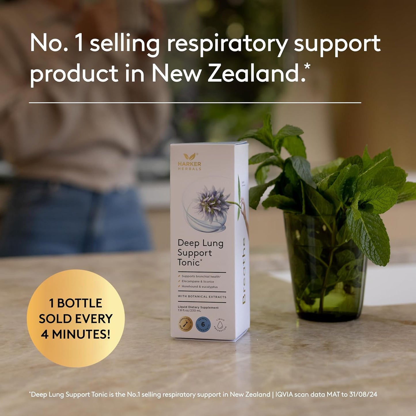 Deep Lung Support Tonic, Traditional Herbal Formula for Respiratory Wellness with Elecampane, White Horehound & Licorice Root, Liquid Absorption, Menthol Flavor, Plant-Based, 7.8 floz