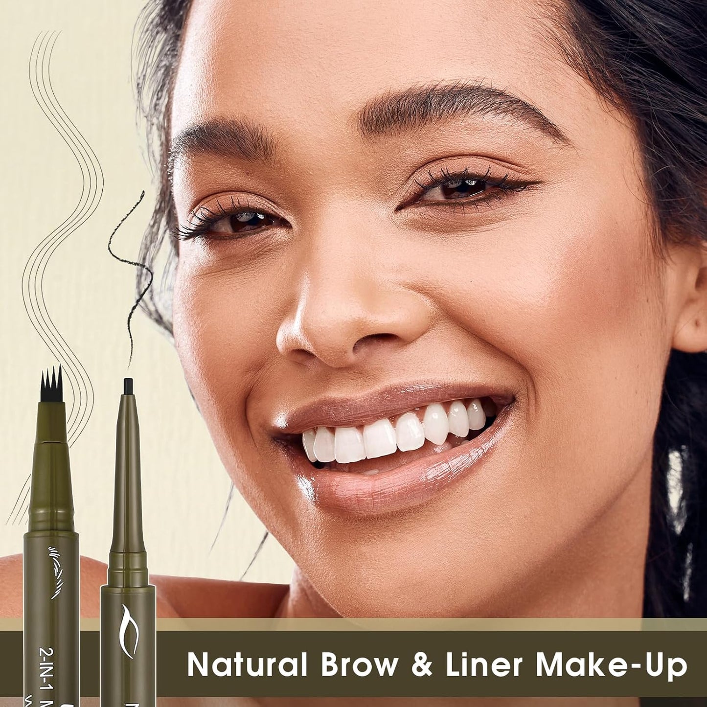 UCANBE Eyebrow Pen, Dual-Ended Eyebrow Pencil with 4-Fork-Tip & Gel Eyeliner for Women, Eye Brow Pen with Gel Eyeliner Pencil, Microblading Eyebrow Pencils with Hair Like Strokes, Classic Brown