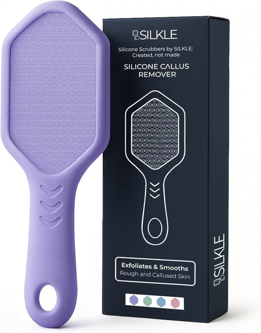 Silicone Foot Callus Remover - Nano Glass Foot File for Dead Skin and Cracked Heels - Callus Remover for Feet & Hard Skin - Ergonomic Foot Scrubber & Exfoliator for Soft, Smooth Feet - Purple