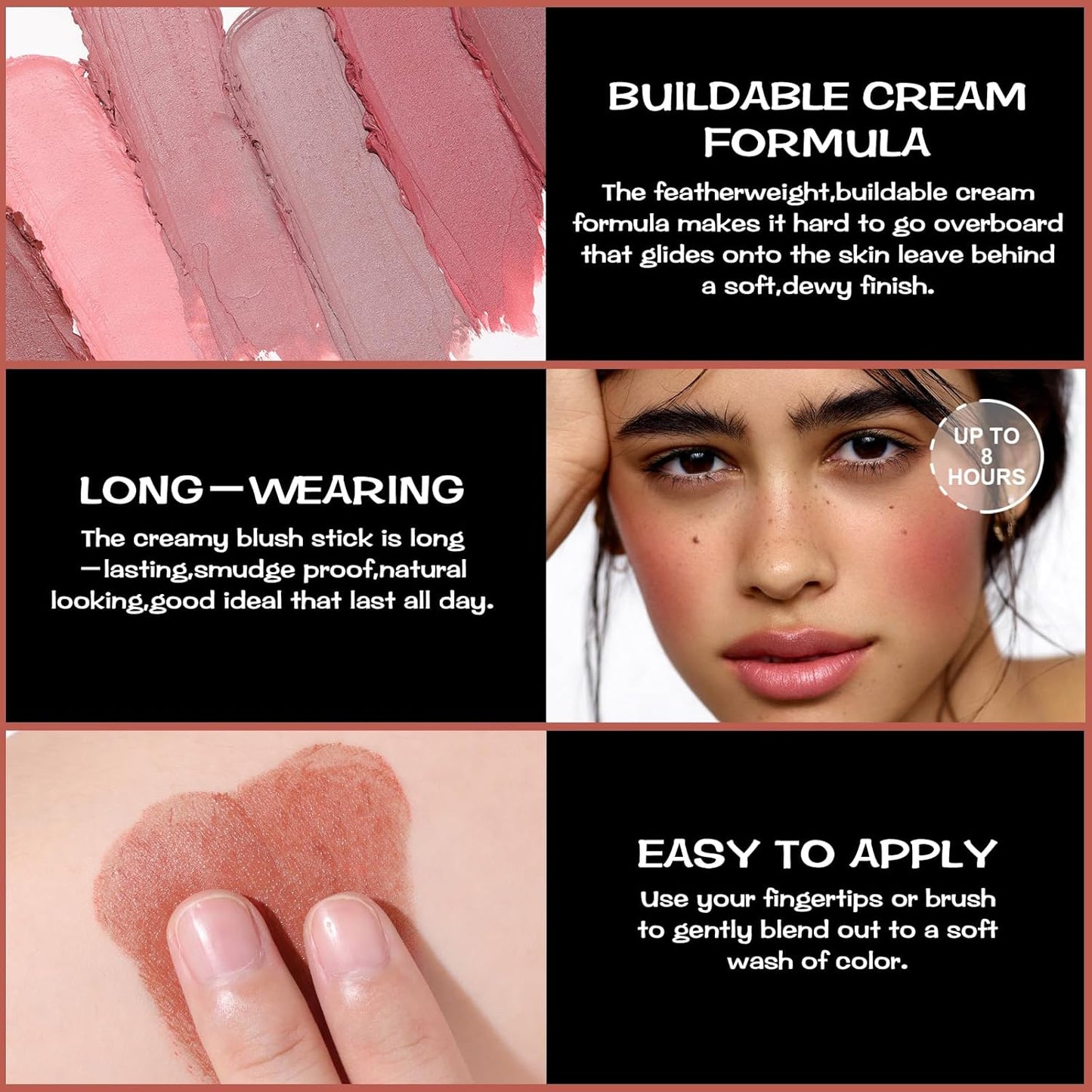 FOCALLURE Cream Blush Makeup,Buildable Blush Stick for Cheeks,Matte and Dewy Finish,Long Wearing,Easy Application,Lightweight Multi Stick,BURNING CLAY