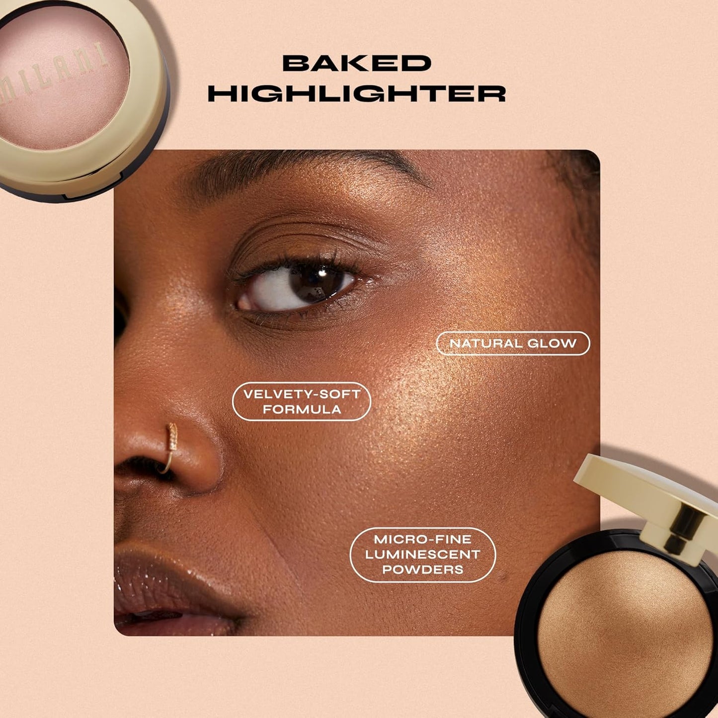 Milani Highlighter Makeup - Baked Contour Powder & Face Highligher, Made in Italy - Dolce Perla