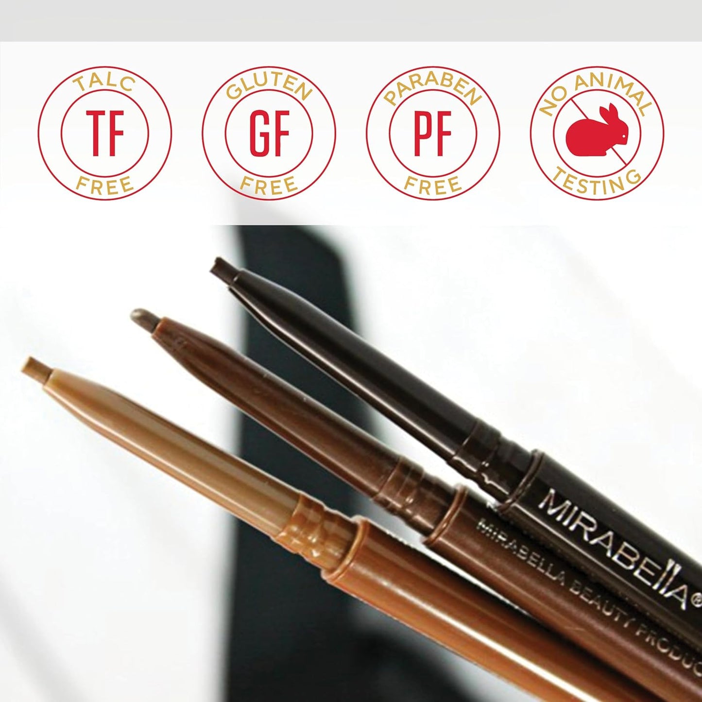 Mirabella Ultra Fine Brow Pencil, Anti-Chip Waterproof Eyebrow Pencil - Smudgeproof, Blendable & Retractable Eyebrow Pencil to Define and Fill In Brows Naturally - Dark