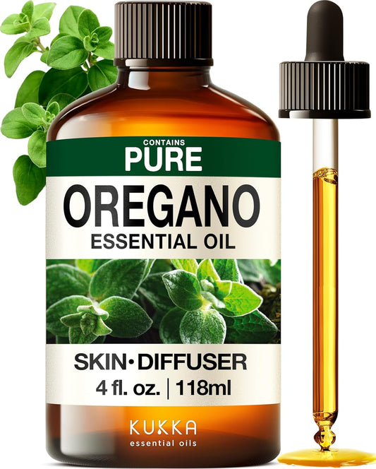 Kukka Oregano Essential Oil for Skin - 4 Fl Oz - Earthy and Herbaceous Scent, Presenst for Women and Mothers, Diffuser, Nails, Candle, DIY Soap Making Scents