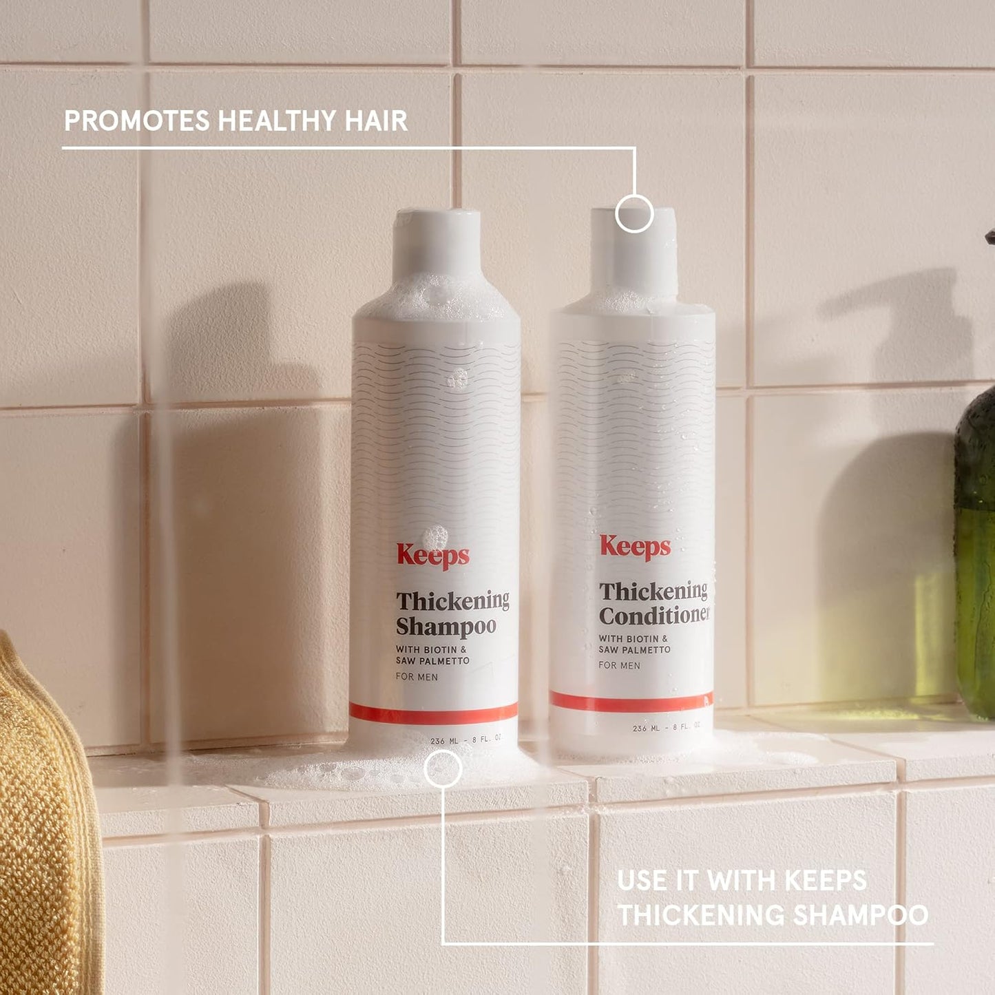 Keeps Hair Loss Conditioner For Men - Mens Conditioner for Fuller, Thicker Looking Hair - Thinning & Hair Growth Product - DHT Blocker - Infused with Biotin, Caffeine & Saw Palmetto - 8 oz