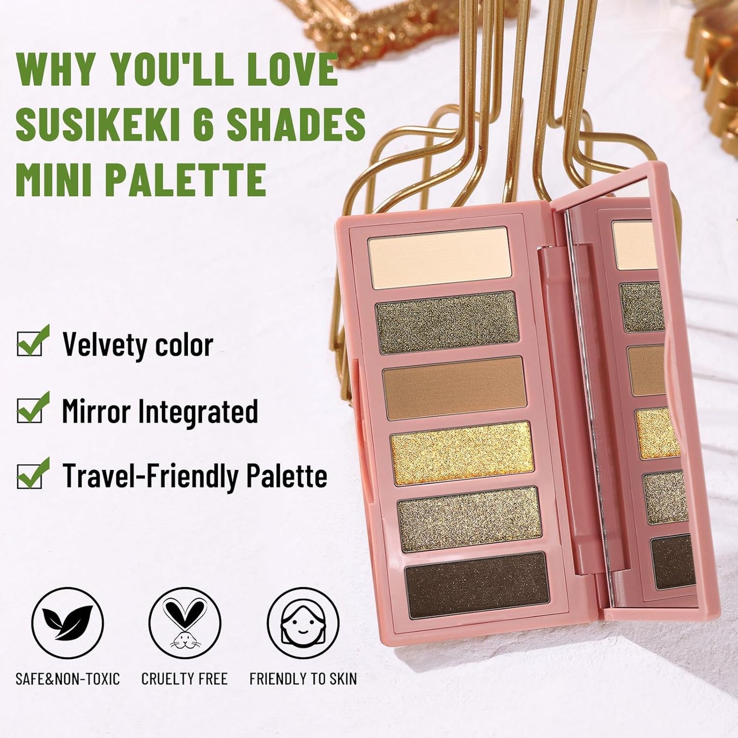 6 Colors Mini Eyeshadow Makeup Palette Olive-colored Neutral Tone Eye Shadow Matte & Shimmer Nude Make Up Pallet with Mirror Blendable Highly Pigmented Travel Size Gift Kit 04