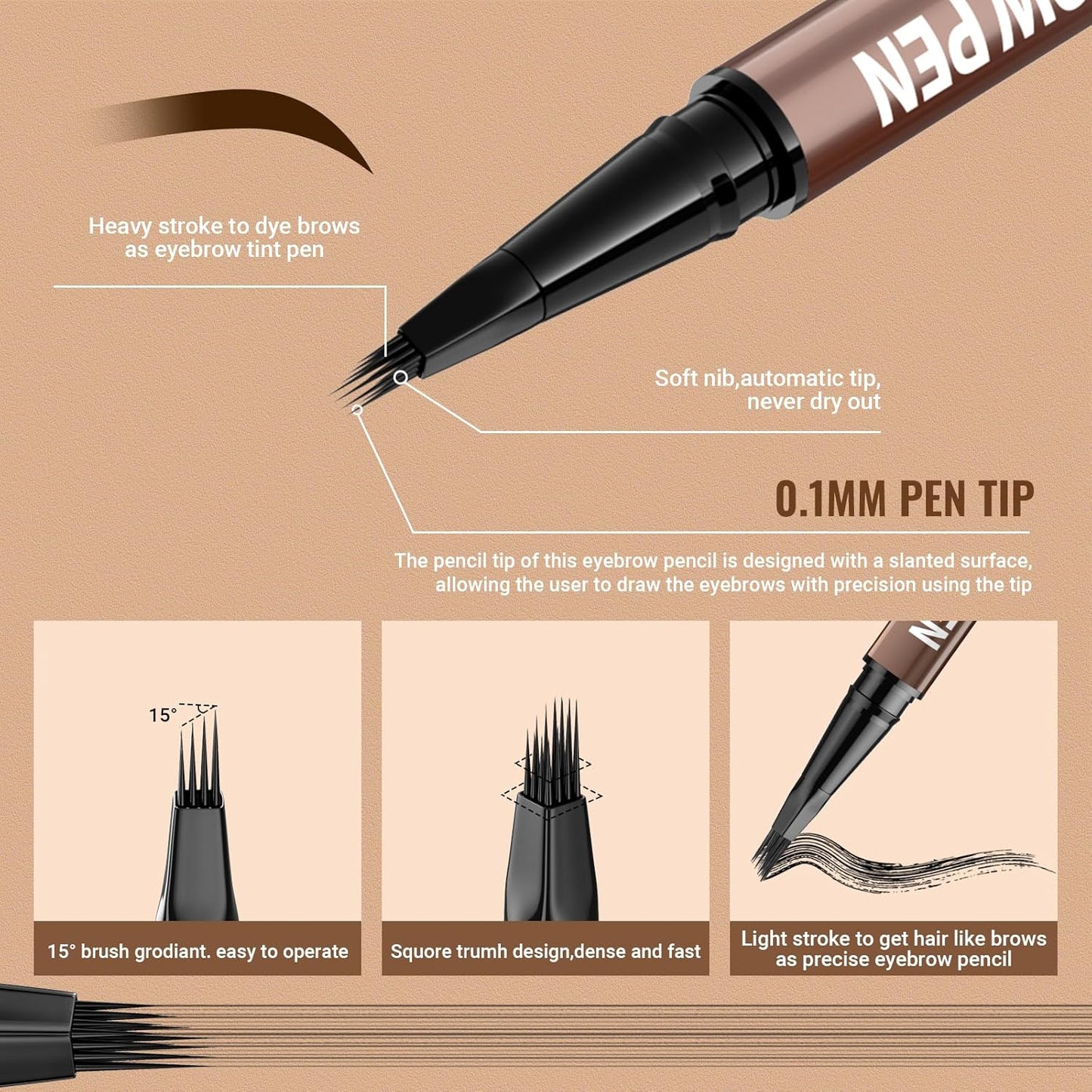 iMethod Eyebrow Pen - Eyebrow Pencil,2-in-1 Eyeliner Dual-Ended Microblading Eyebrow Pencil Long Lasting Waterproof Hair-Like Brow Pencil,with Eyebrow Brush,Eyebrow Pencils for Women,Black