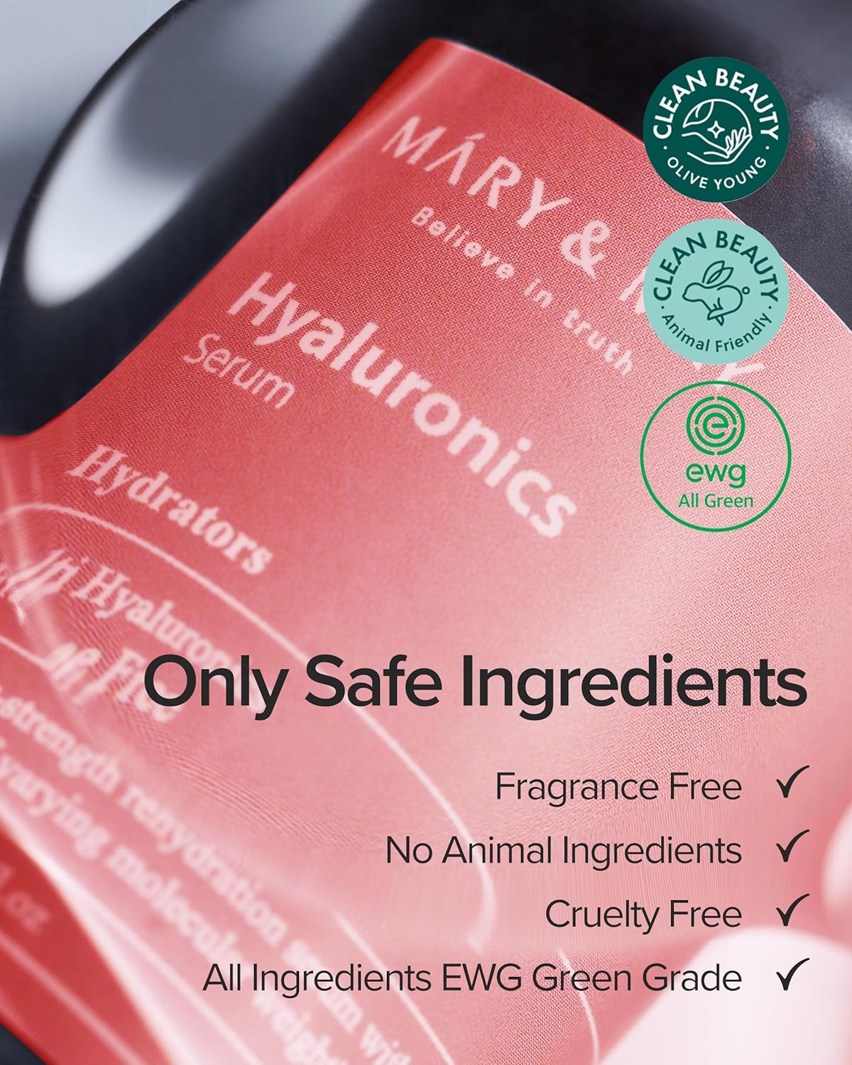 Mary&May Hyaluronics Serum - Deeply Hydrating Multi-Hyaluronic Acid Serum for Improved Skin Moisture and Elasticity - Korean Skincare, EWG Green Grade, Hypoallergenic, 1.01 fl.oz.