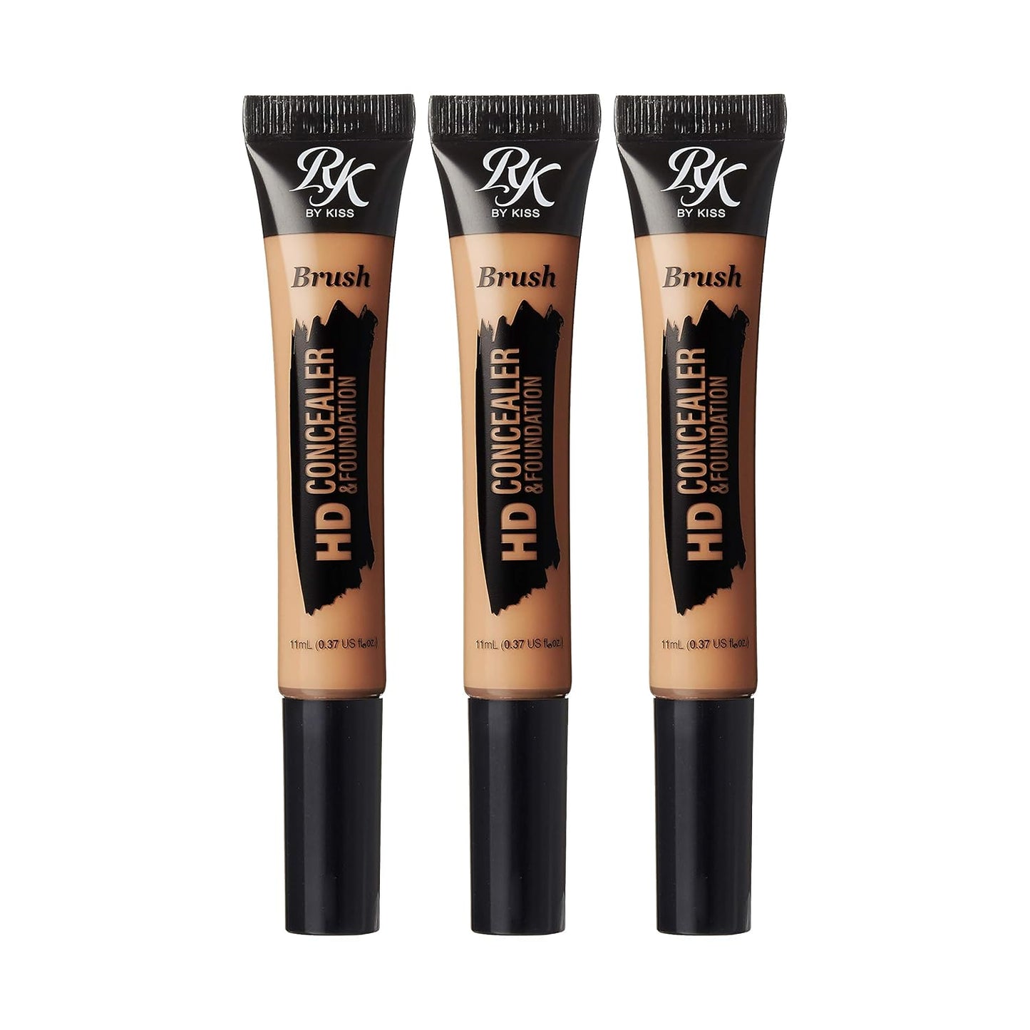 Ruby Kisses HD Concealer & Foundation Brush Flawless Full Coverage Face Makeup Lightweight Highlighter Long Lasting Under Eye Conceals Contour Corrector 3 Pack (Fawn)