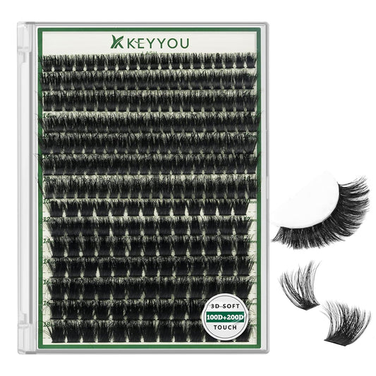 Clusters 3D Effect 231pcs Eyelash Clusters 100D200D 10-18mm D Curl Wispy Lashes Individual Cluster Lashes Natural Volume Soft DIY Lash Extensions (3D-100D200D-D-10-18MIX)