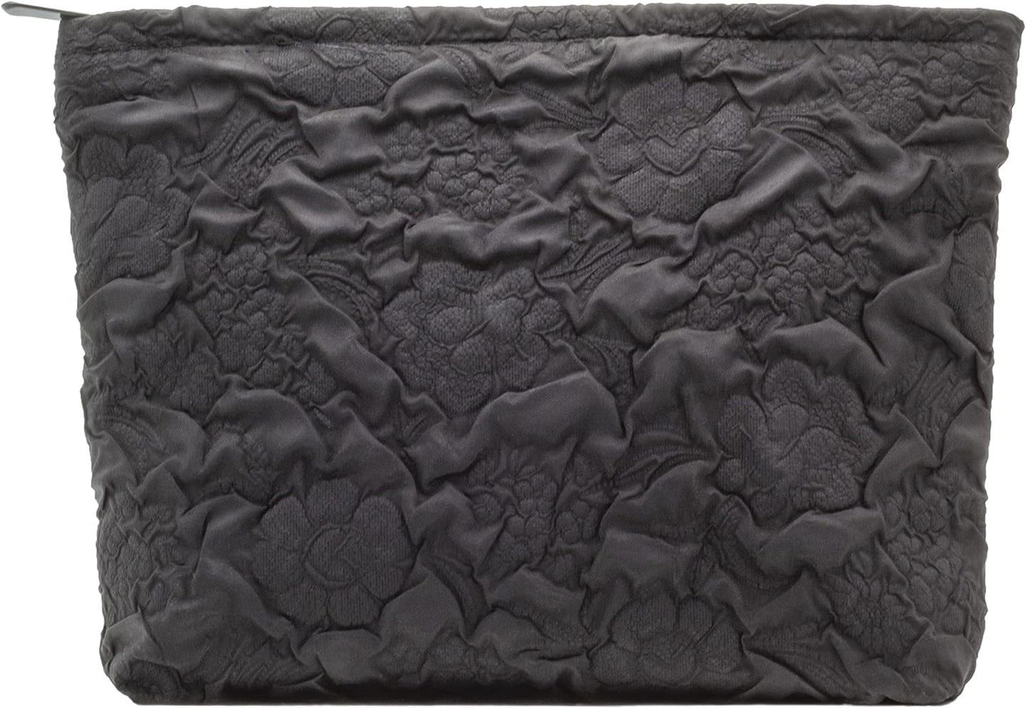 Makeup Bags for Purse Zipper Cosmetic Pouch Large Travel Canvas Make Up Organizer Tool Pouch for Women and Girls,Flower Black