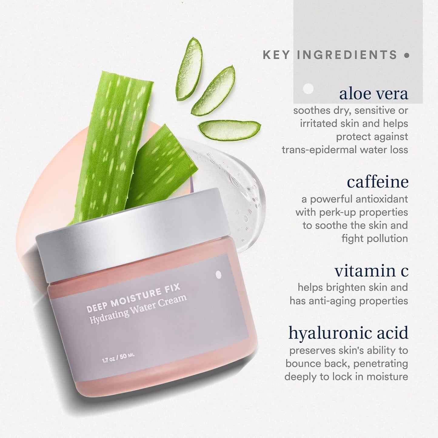 Care Skincare - Deep Moisture Fix, Hydrating Water Cream, Oil Free Face Moisturizer With Hyaluronic Acid, Fragrance Free For All Skin Types, Hydrating + Plumping 1.7 oz.