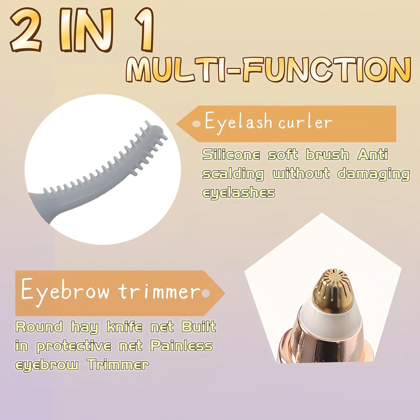 2025 Upgraded Heated Eyelash Curler - 2-in-1 USB Rechargeable Electric Eyelash Curler & Eyebrow Trimmer, Fast Heating in 6s, Anti-Burn Design, 24H Long-Lasting Effect, Gift for Women (Pink)