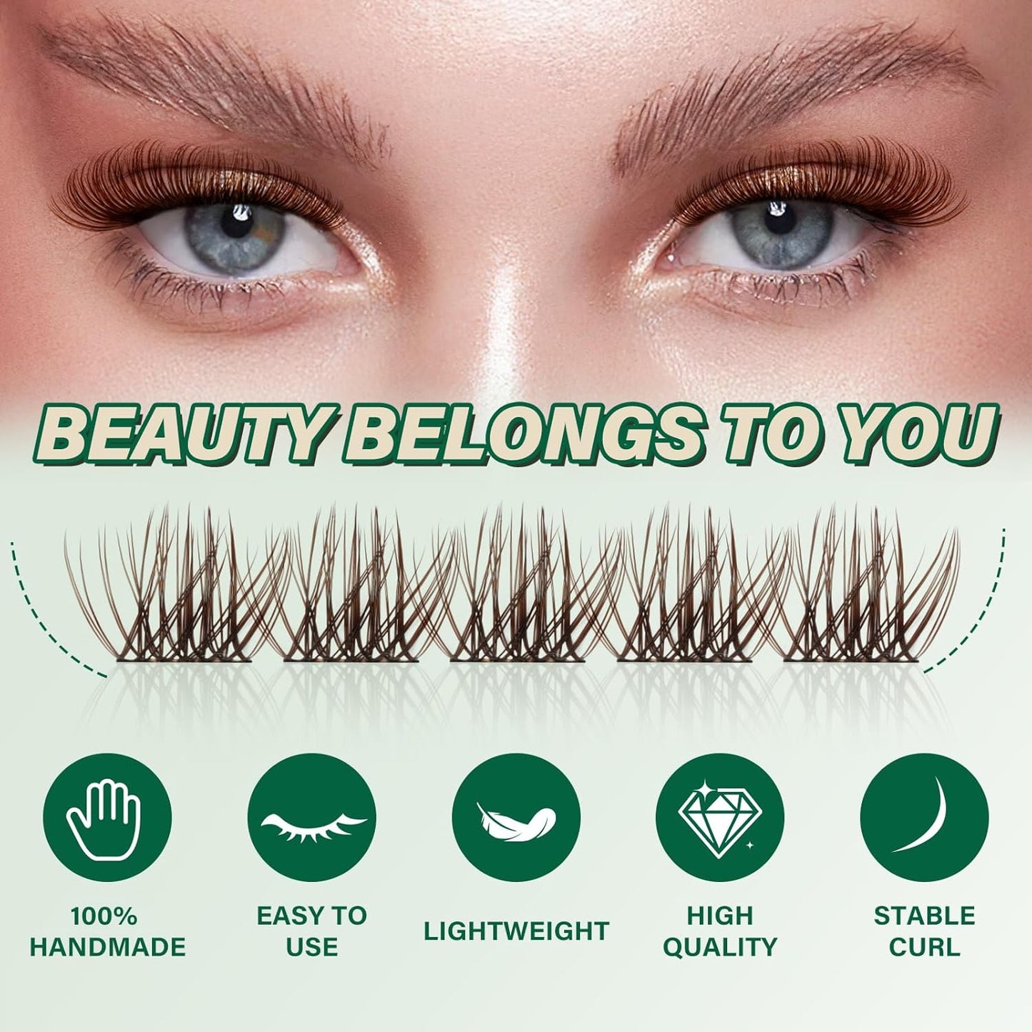 KEYYOU Brown Lash Clusters 144pcs Eyelash Clusters 8-18MIX D Curl Cluster Lashes Soft Wispy Lash Clusters Natural Look Brown DIY Lash Extension At Home(Brown01-D-8-18MIX)