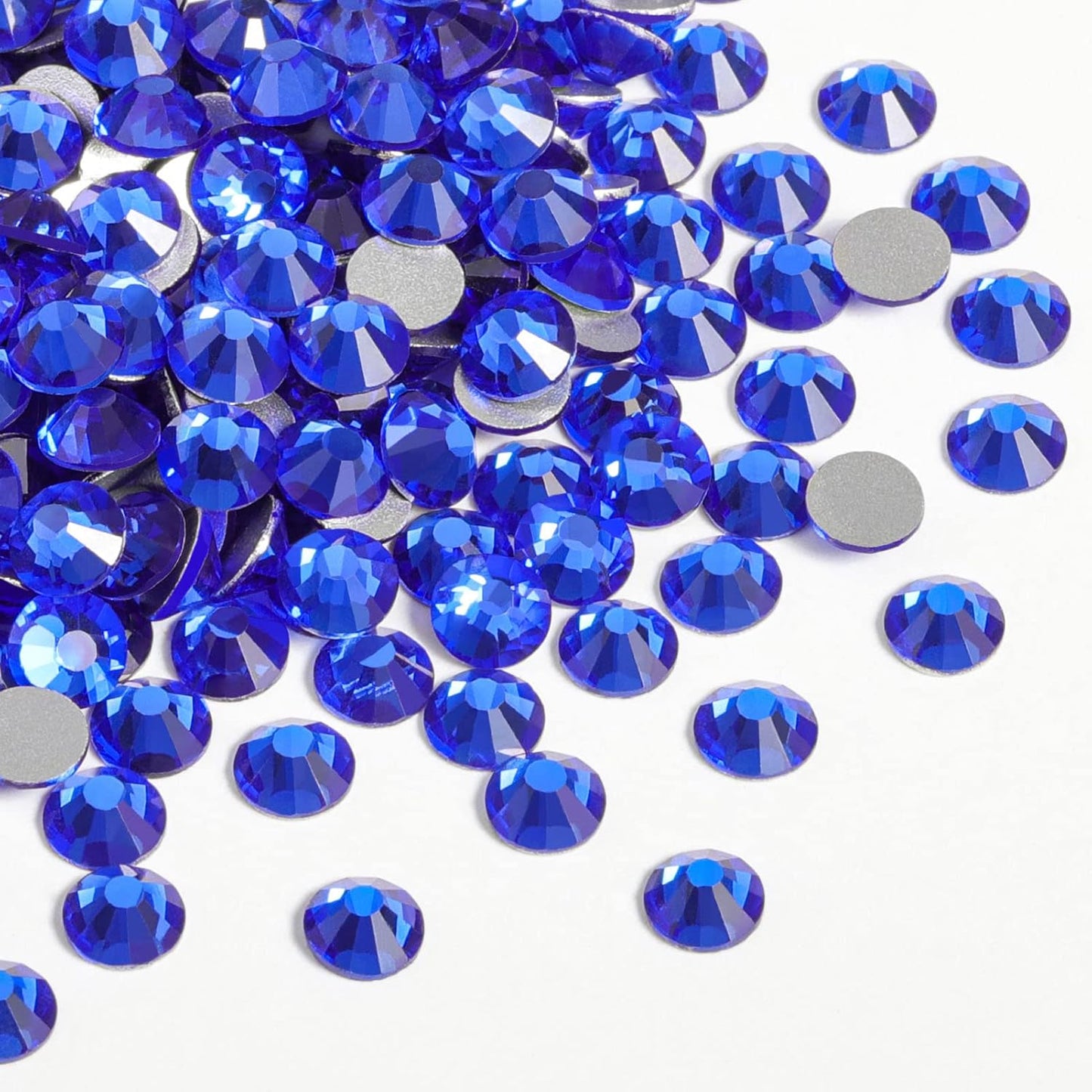 beadsland Flat Back Crystal Rhinestones Round Gems, Sapphire (2.3-2.5mm) SS8/1440pcs